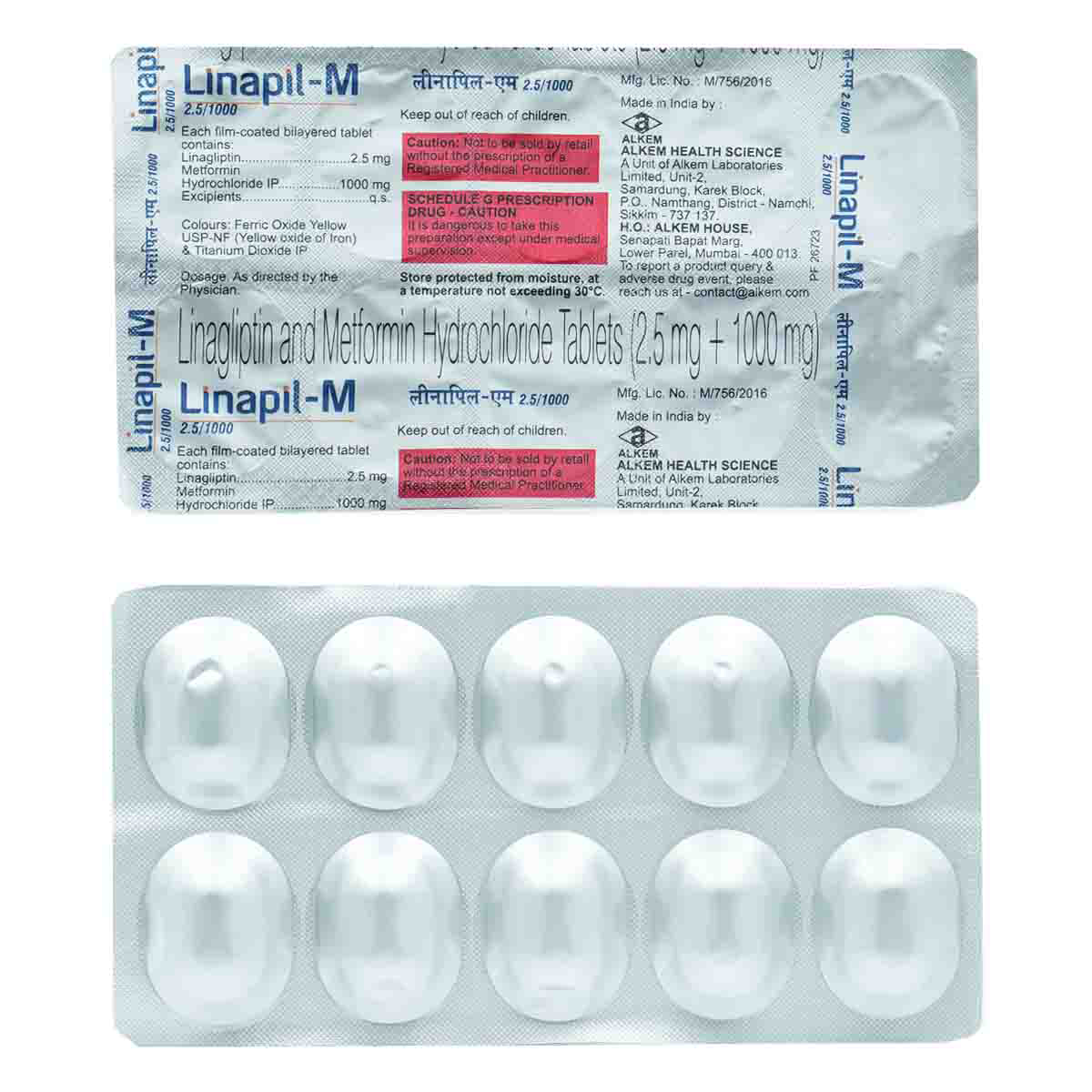 Linapil-M 2.5 mg/1000 mg Tablet 10's, Pack of 10 TabletS Linapil-M 2.5 mg/1000 mg Tablet 10's, Pack of 10 TabletS