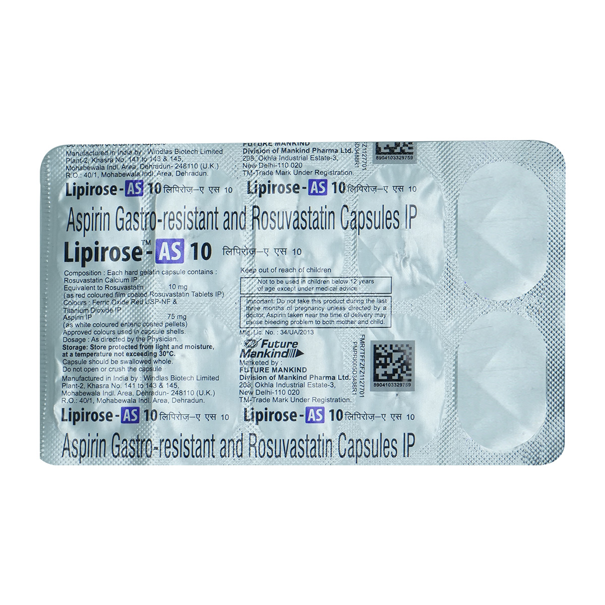 Lipirose-AS 10 Capsule 10's, Pack of 10 Lipirose-AS 10 Capsule 10's, Pack of 10