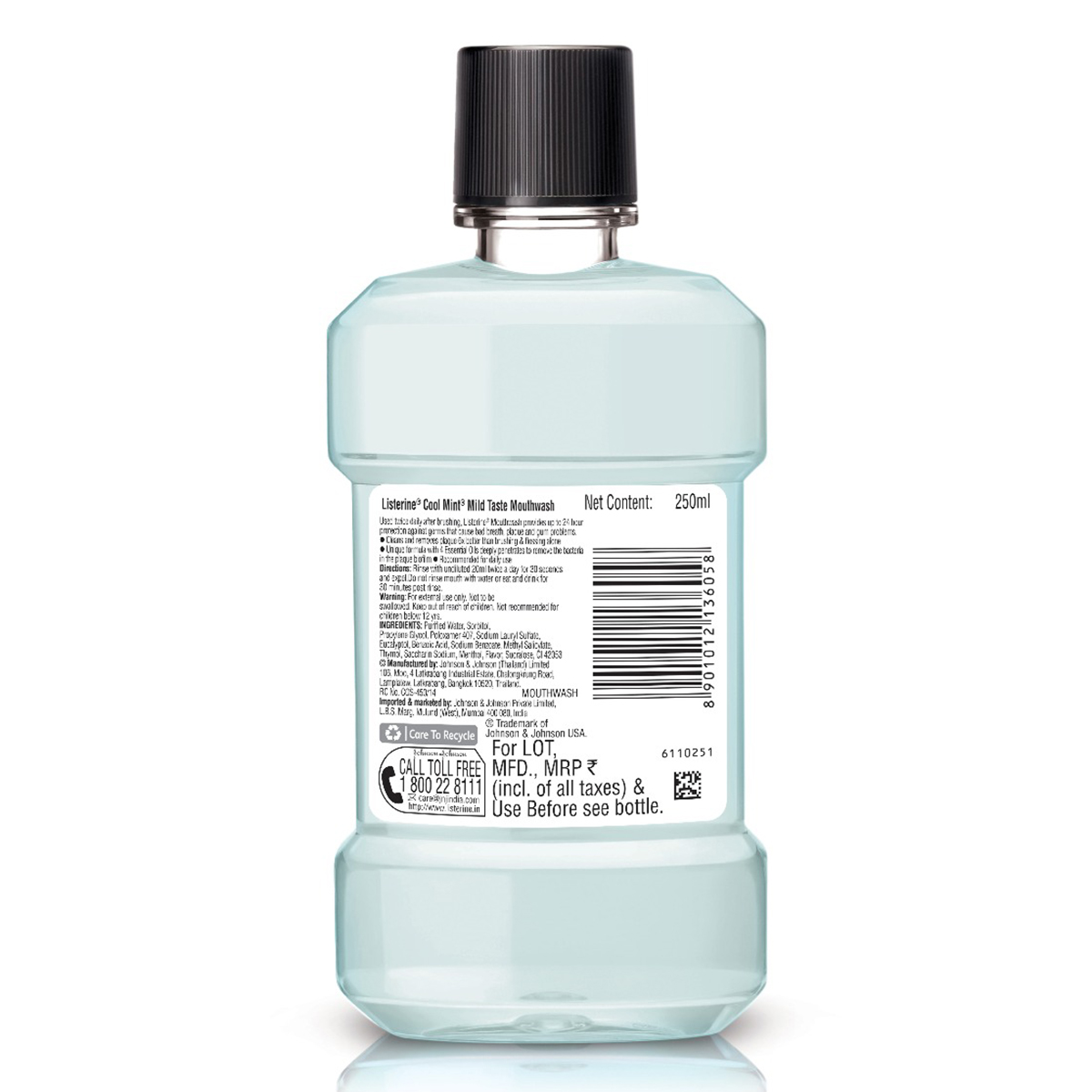 Listerine Cool Mint Mild Taste Mouthwash, 250 ml, Pack of 1 Listerine Cool Mint Mild Taste Mouthwash, 250 ml, Pack of 1