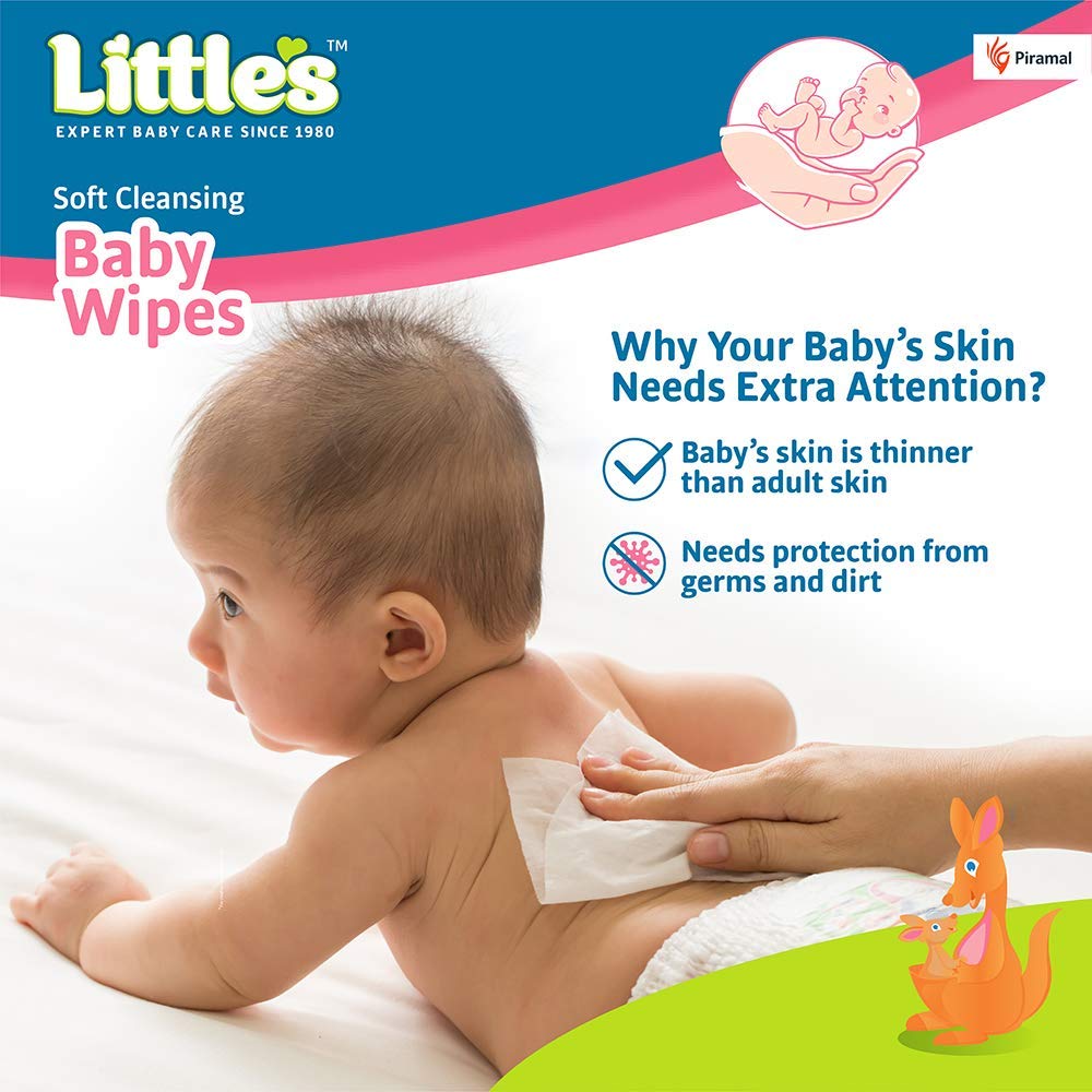 Little's Soft Cleansing Baby Wipes, 80 Units, Pack of 1 Little's Soft Cleansing Baby Wipes, 80 Units, Pack of 1