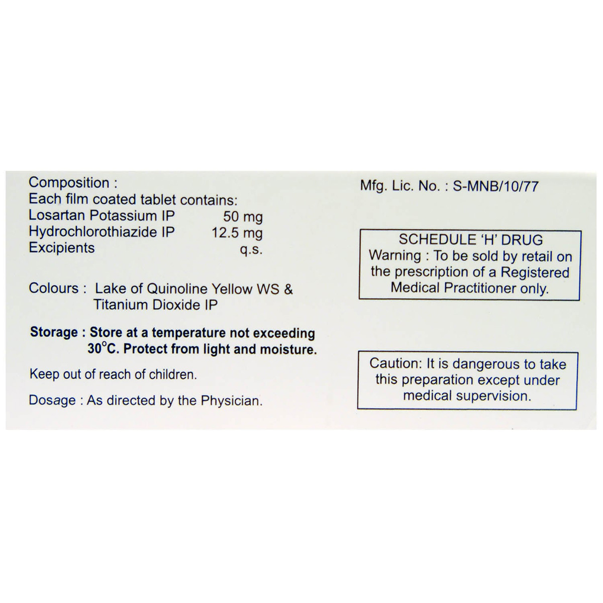 Losakind-H Tablet 10's, Pack of 10 TABLETS Losakind-H Tablet 10's, Pack of 10 TABLETS