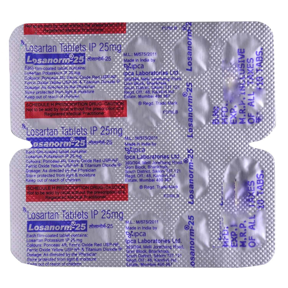 Losanorm 25 Tablet 10's, Pack of 10 TABLETS Losanorm 25 Tablet 10's, Pack of 10 TABLETS