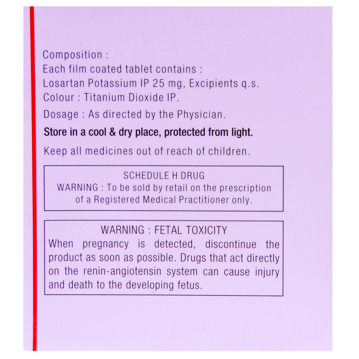 Losar-25 Tablet 15's, Pack of 15 TABLETS Losar-25 Tablet 15's, Pack of 15 TABLETS