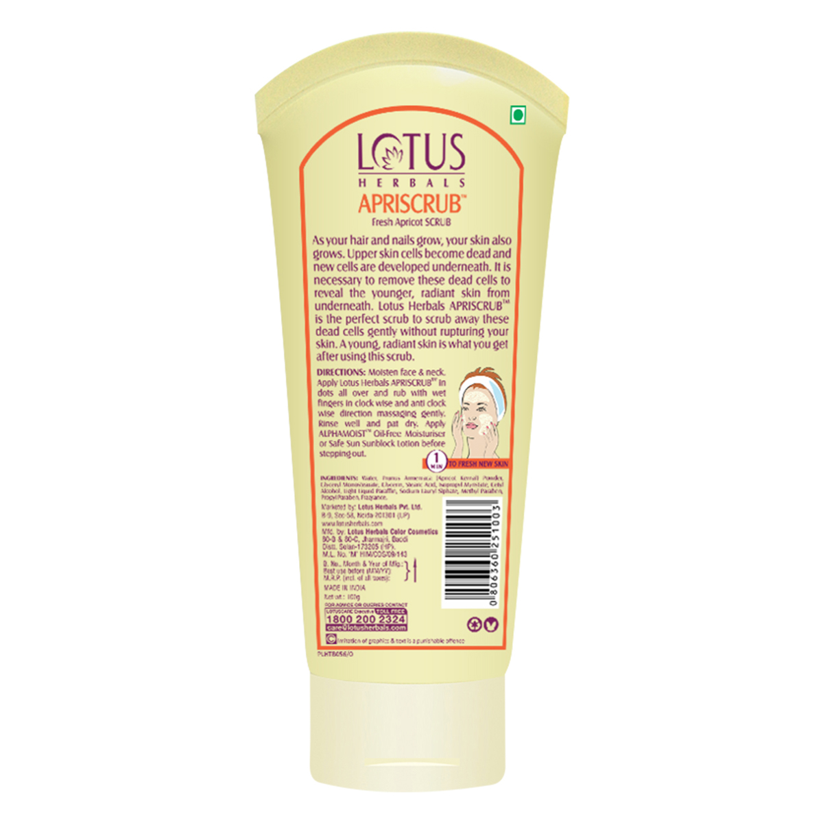 Lotus Herbals Apriscrub Fresh Apricot Scrub 100 gm | Gentle Exfoliation | Deep Pore Cleansing | Removes Dead Skin & Blackheads | For All Skin Type, Pack of 1 Lotus Herbals Apriscrub Fresh Apricot Scrub 100 gm | Gentle Exfoliation | Deep Pore Cleansing | Removes Dead Skin & Blackheads | For All Skin Type, Pack of 1