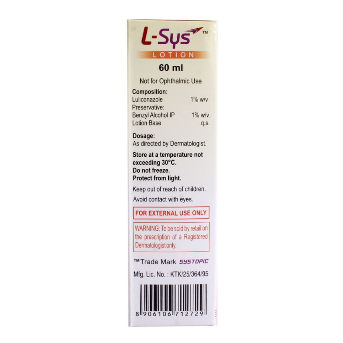 L-Sys Lotion 60 ml, Pack of 1 LOTION L-Sys Lotion 60 ml, Pack of 1 LOTION