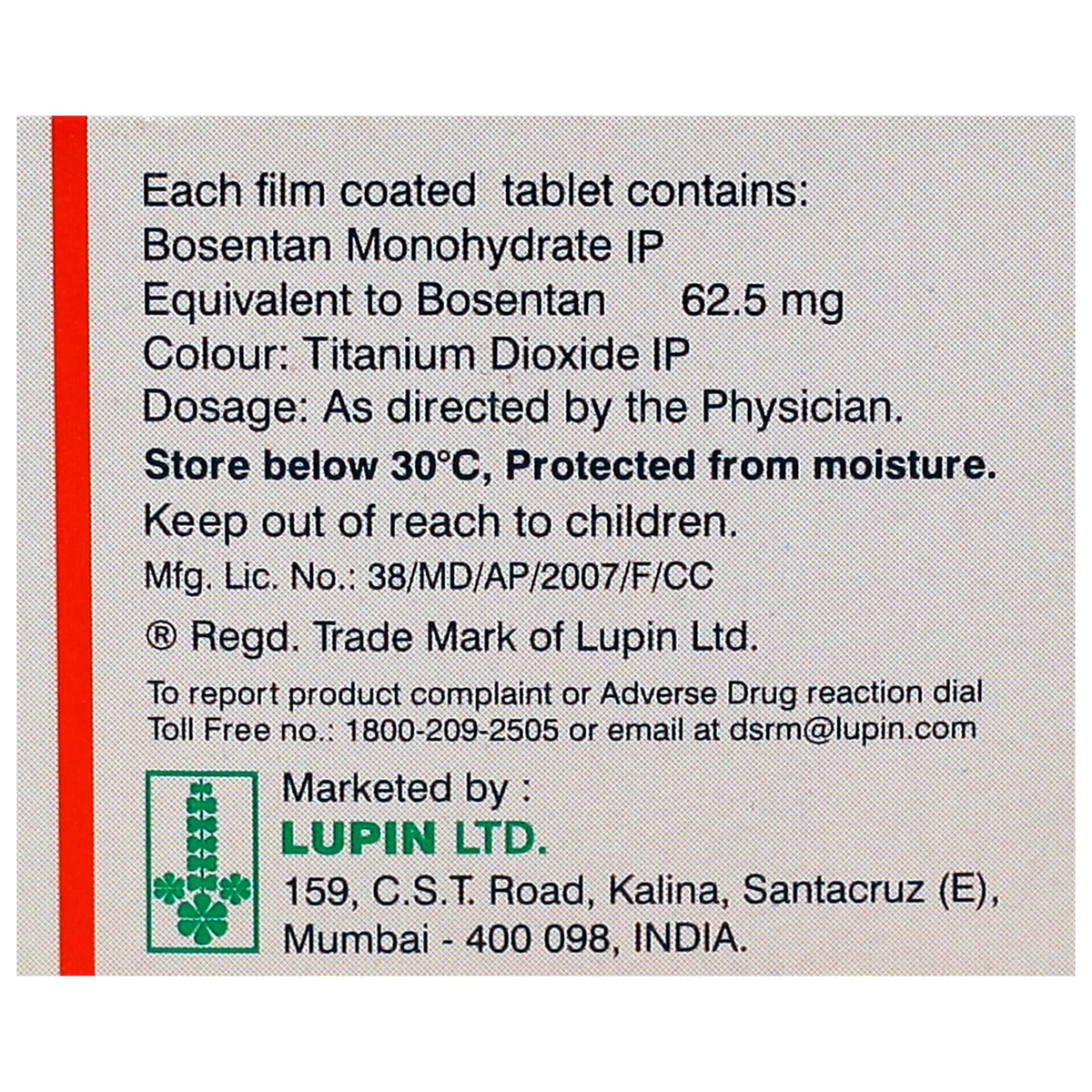 Lupibose 62.5 Tablet 10's, Pack of 10 TABLETS Lupibose 62.5 Tablet 10's, Pack of 10 TABLETS