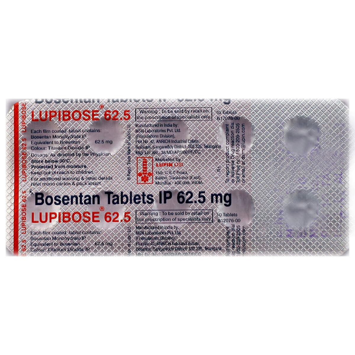 Lupibose 62.5 Tablet 10's, Pack of 10 TABLETS Lupibose 62.5 Tablet 10's, Pack of 10 TABLETS