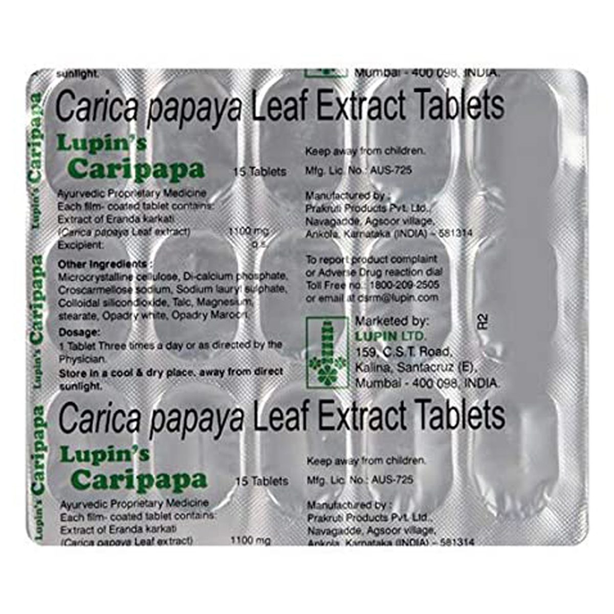 Caripapa, 15 Tablets, Pack of 15 Caripapa, 15 Tablets, Pack of 15