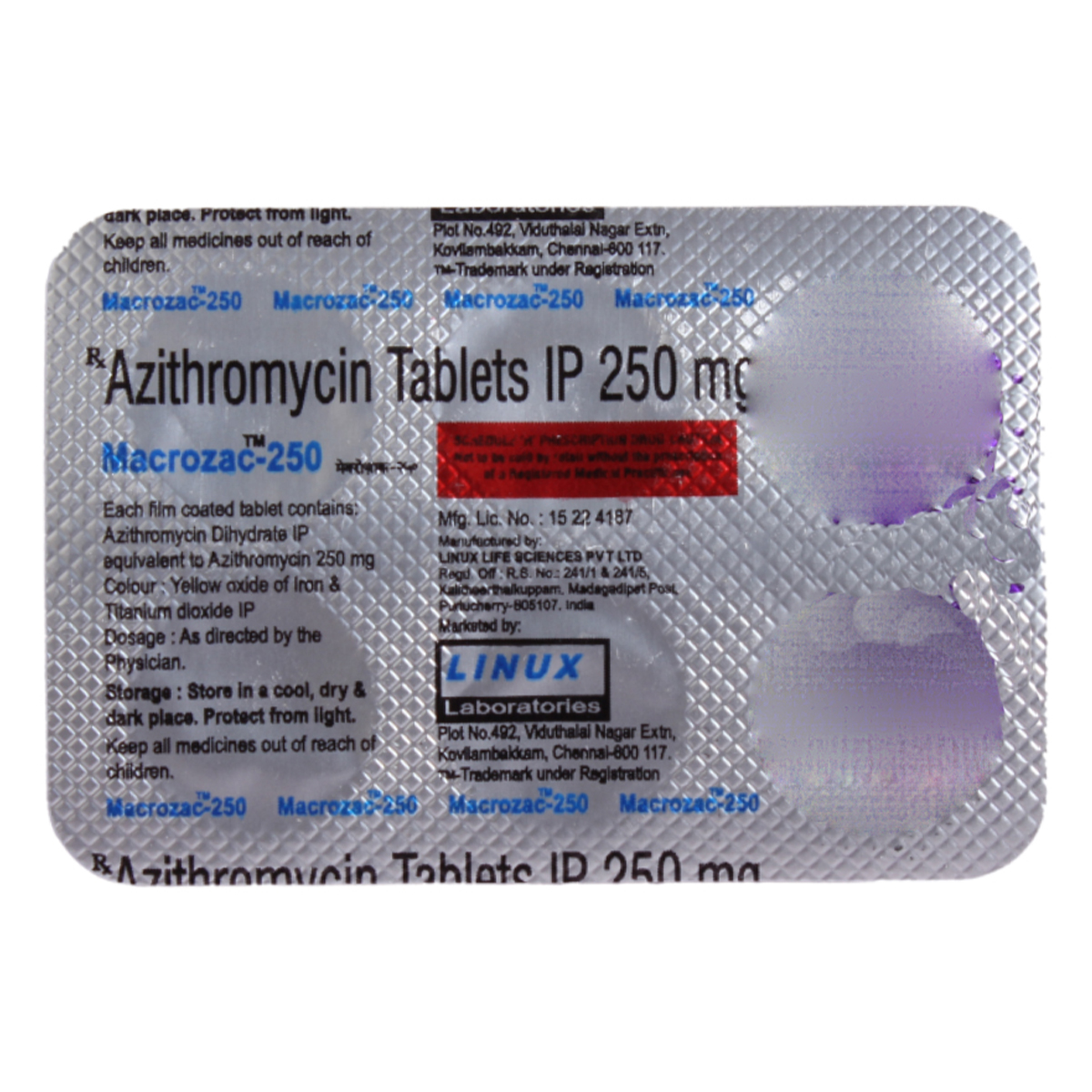 Macrozac 250 Tablet 6's, Pack of 6 TABLETS Macrozac 250 Tablet 6's, Pack of 6 TABLETS