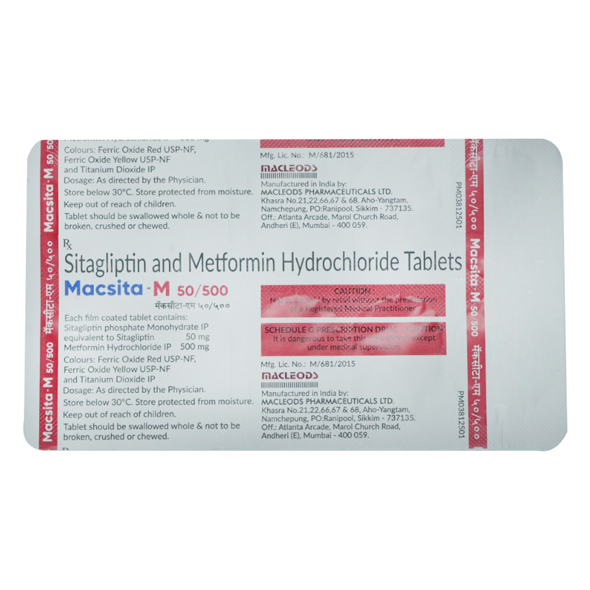 Macsita-M 50 mg/500 mg Tablet 10's, Pack of 10 TabletS Macsita-M 50 mg/500 mg Tablet 10's, Pack of 10 TabletS