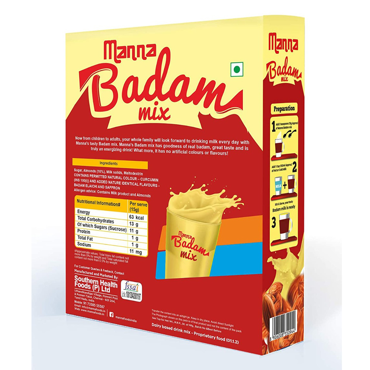 Manna Badam Mix Instant Refreshing Energy Drink, 200 gm, Pack of 1 Manna Badam Mix Instant Refreshing Energy Drink, 200 gm, Pack of 1