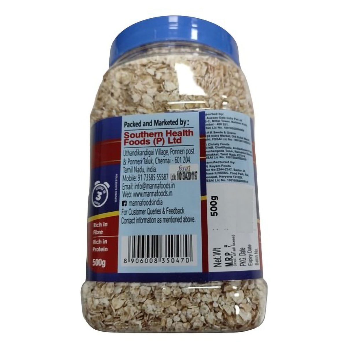 Manna White Oats, 500 gm Jar, Pack of 1 Manna White Oats, 500 gm Jar, Pack of 1