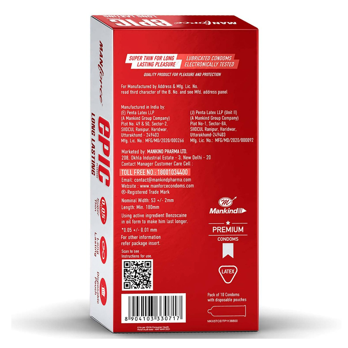 Manforce Epic Pleasure Long Lasting Super Thin Raspberry Flavour Premium Condoms, 10 Count, Pack of 1 Manforce Epic Pleasure Long Lasting Super Thin Raspberry Flavour Premium Condoms, 10 Count, Pack of 1