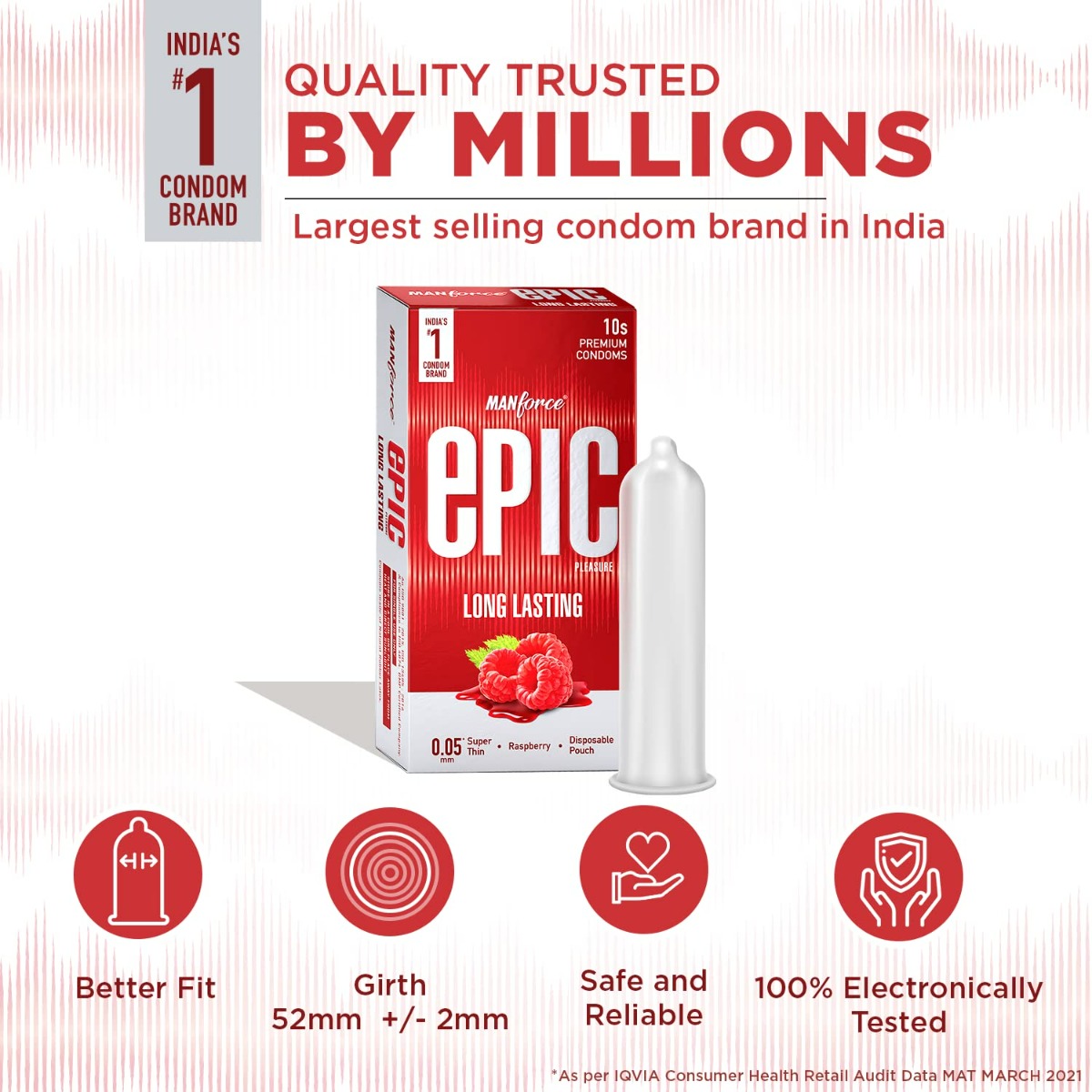 Manforce Epic Pleasure Long Lasting Super Thin Raspberry Flavour Premium Condoms, 10 Count, Pack of 1 Manforce Epic Pleasure Long Lasting Super Thin Raspberry Flavour Premium Condoms, 10 Count, Pack of 1