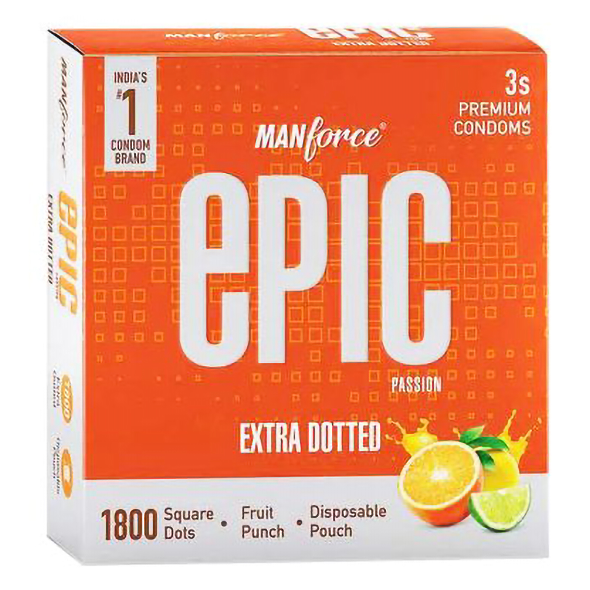 Manforce Epic Passion Extra Dotted Fruit Punch Flavour Condoms, 3 Count, Pack of 1 Manforce Epic Passion Extra Dotted Fruit Punch Flavour Condoms, 3 Count, Pack of 1
