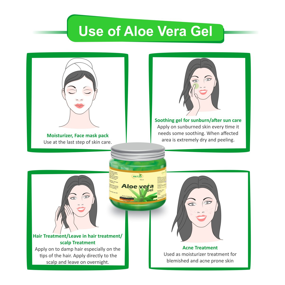 Matzo Aloe Vera Gel 100 ml | For Skin & Hair | For All Skin Type, Pack of 1 Matzo Aloe Vera Gel 100 ml | For Skin & Hair | For All Skin Type, Pack of 1