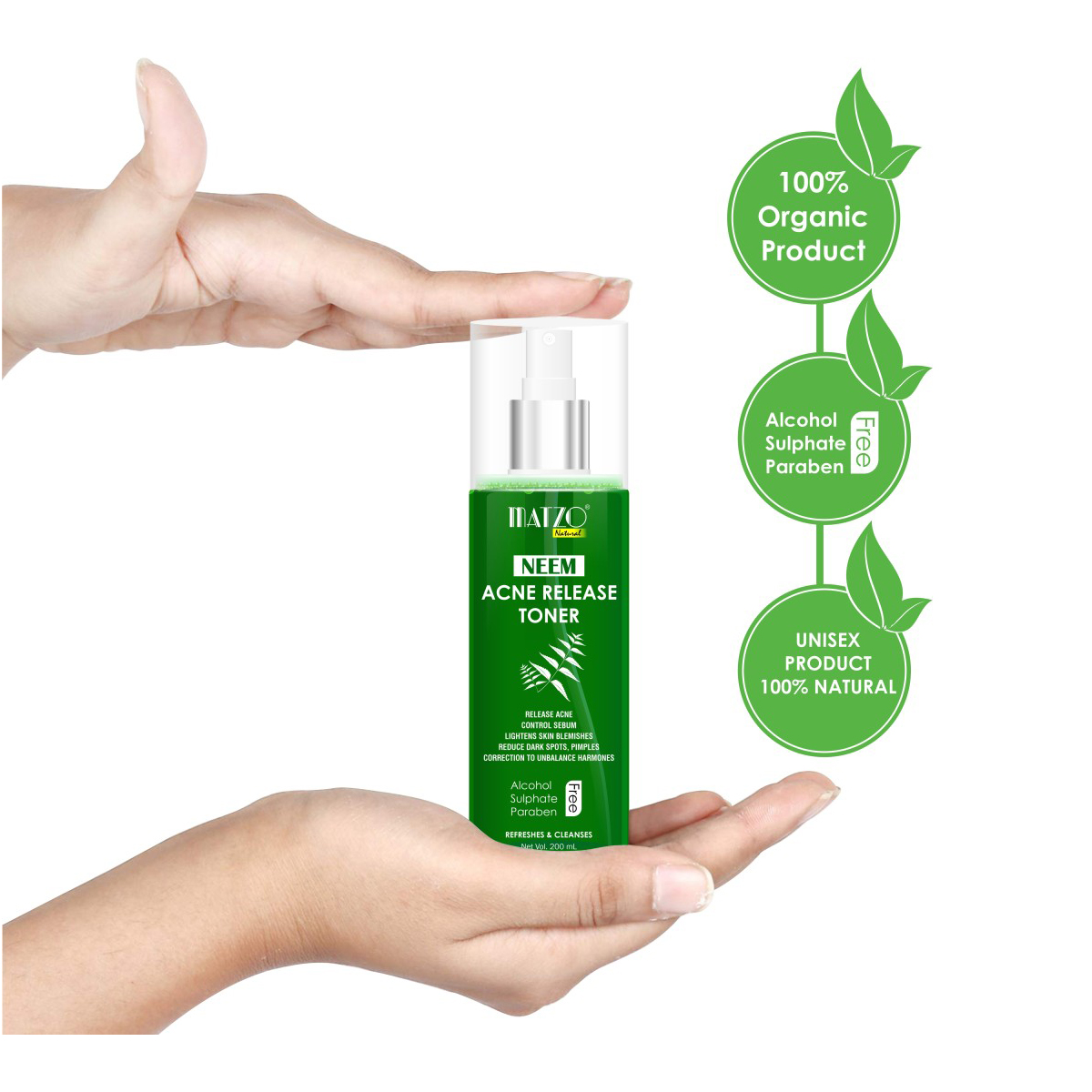 Matzo Neem Acne Release Toner 200 ml | Cleanses & Refreshes | Controls Excess Oil | Reduces Dark Spots, Pimples & Blemishes | 100% Natural | For Men & Women, Pack of 1 Matzo Neem Acne Release Toner 200 ml | Cleanses & Refreshes | Controls Excess Oil | Reduces Dark Spots, Pimples & Blemishes | 100% Natural | For Men & Women, Pack of 1