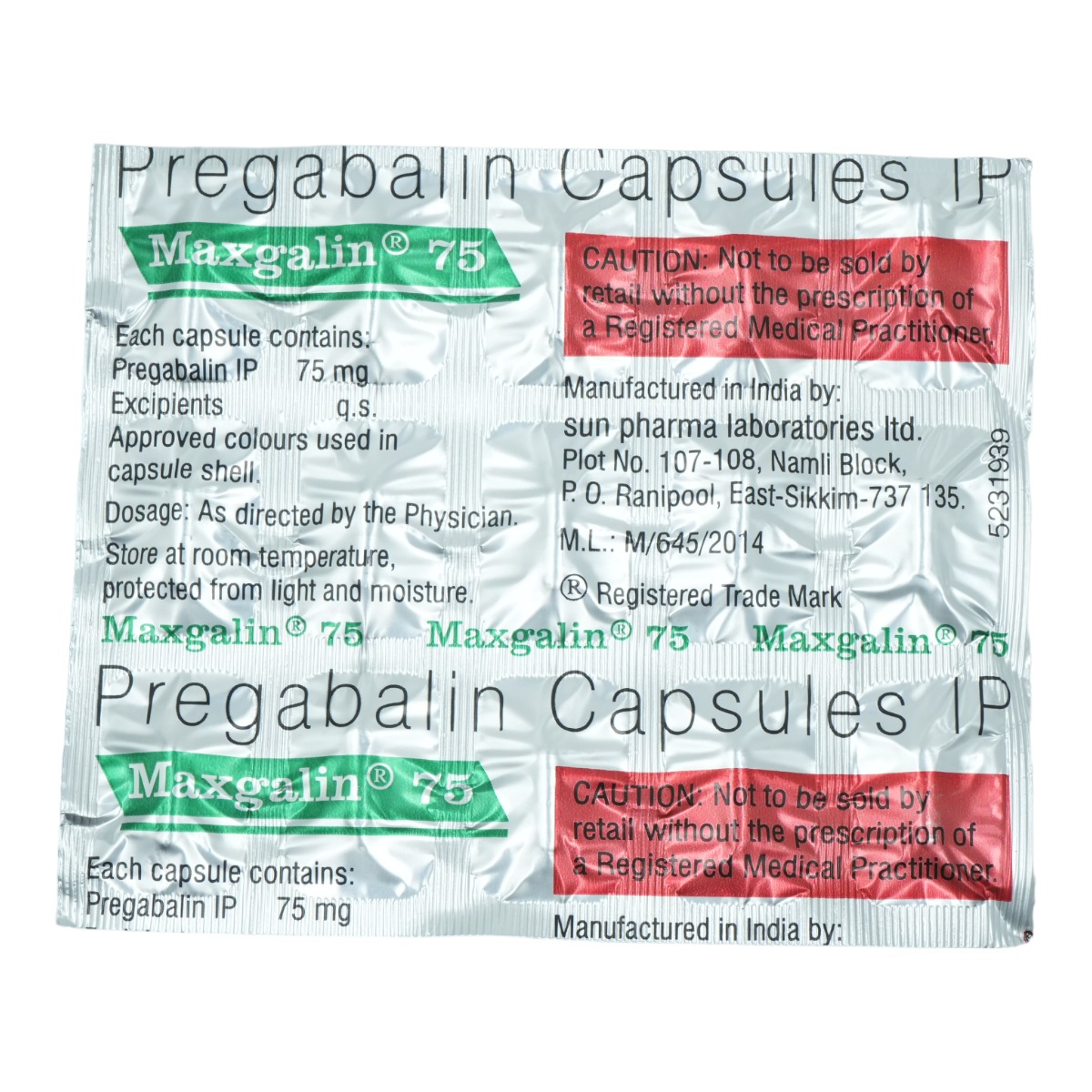 Maxgalin 75 Capsule 15's, Pack of 15 CAPSULES Maxgalin 75 Capsule 15's, Pack of 15 CAPSULES