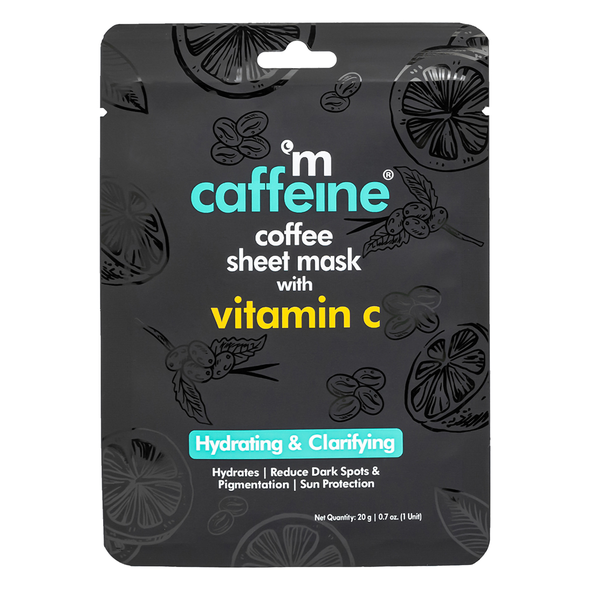 Mcaffeine Coffee Sheet Mask with Vitamin C 20 gm | Coffee Extract & Vitamin C | For Hydrating & Clatifying Skin | Provides Sun Protection | Reduces DarK Spots & Pigmentation | Natural | For All Skin Type, Pack of 1 Mcaffeine Coffee Sheet Mask with Vitamin C 20 gm | Coffee Extract & Vitamin C | For Hydrating & Clatifying Skin | Provides Sun Protection | Reduces DarK Spots & Pigmentation | Natural | For All Skin Type, Pack of 1