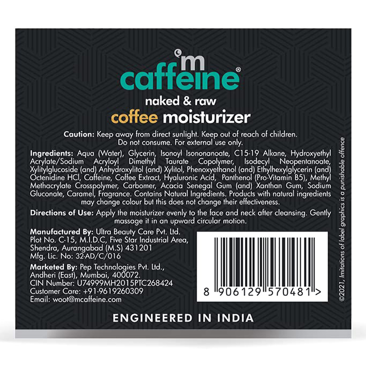 Mcaffeine Naked & Raw Coffee Moisturizer 50 ml | Coffee, Hyaluronic Acid & Pro Vitamin B5 | For 48 Hrs Of Moisturization | Oil Free Hydration | Lightweight & Non Sticky Formula | For All Skin Type, Pack of 1 Mcaffeine Naked & Raw Coffee Moisturizer 50 ml | Coffee, Hyaluronic Acid & Pro Vitamin B5 | For 48 Hrs Of Moisturization | Oil Free Hydration | Lightweight & Non Sticky Formula | For All Skin Type, Pack of 1