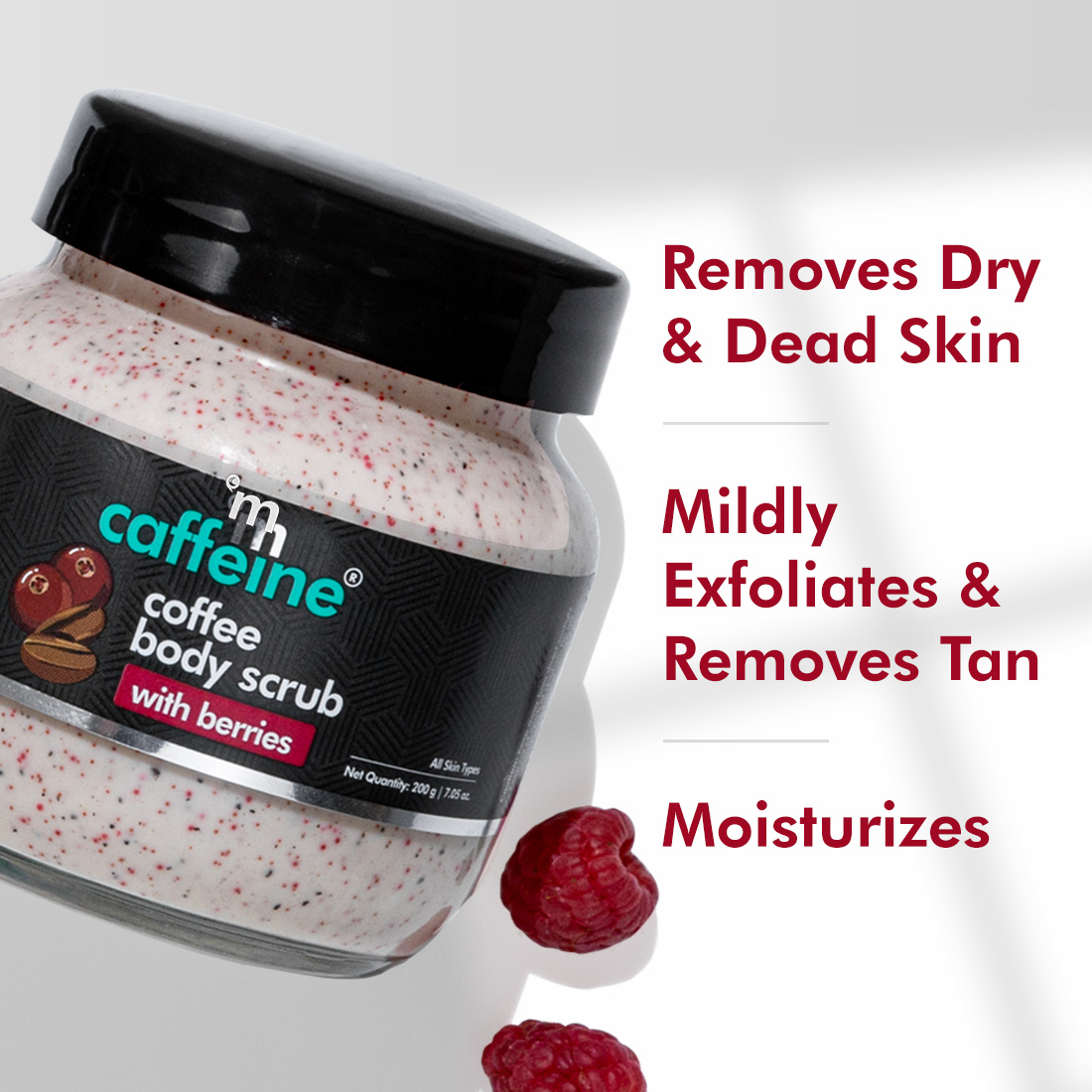 Mcaffeine Coffee Body Scrub with Berries 200 gm | Pure Arabica Coffee With Blend Of Strawberry, Raspberry & Cranberry | Removes Dead Skin | Moisturises Skin | Tan Removal Scrub | For Smooth Skin | For All Skin Type, Pack of 1 Mcaffeine Coffee Body Scrub with Berries 200 gm | Pure Arabica Coffee With Blend Of Strawberry, Raspberry & Cranberry | Removes Dead Skin | Moisturises Skin | Tan Removal Scrub | For Smooth Skin | For All Skin Type, Pack of 1