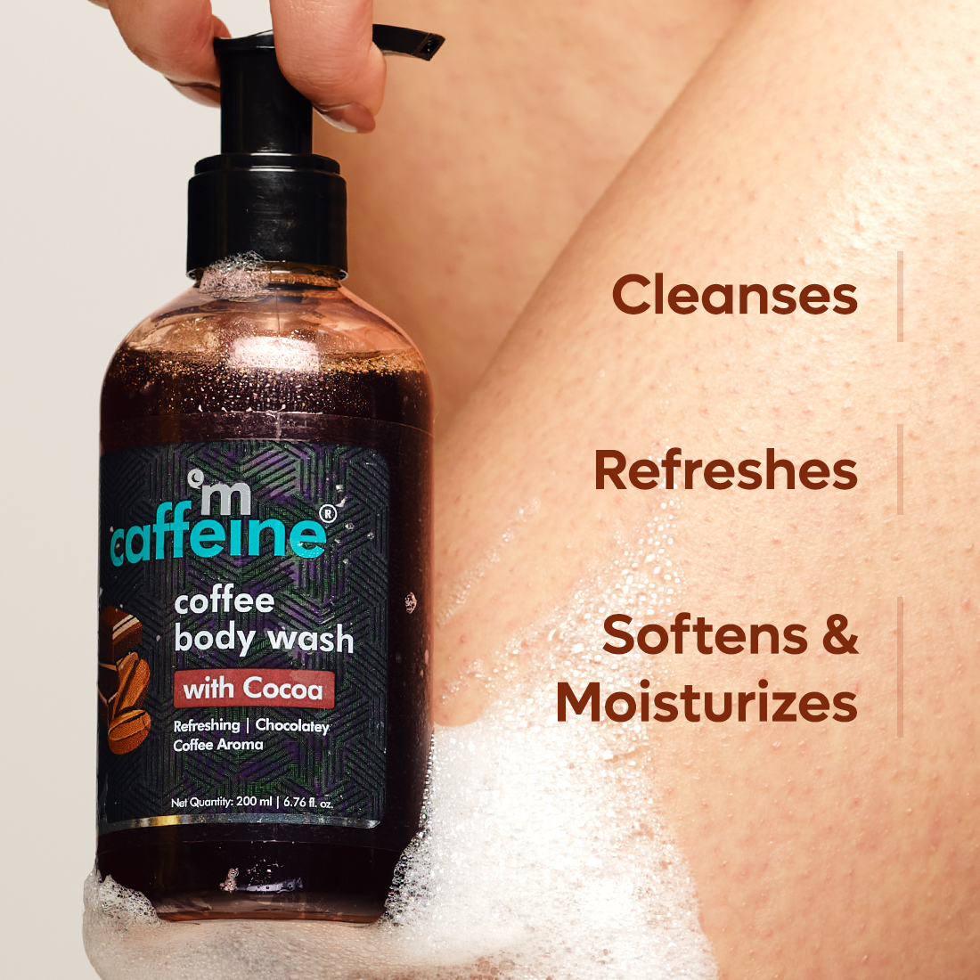 Mcaffeine Coffee Body Wash with Cocoa 200 ml | Enriched With Cocoa, Caffiene, Coffee Extract & Vitamin E | Cleanses, Moisturises, Softens & De-Tans Skin | For Men & Women | For All Skin Type, Pack of 1 Mcaffeine Coffee Body Wash with Cocoa 200 ml | Enriched With Cocoa, Caffiene, Coffee Extract & Vitamin E | Cleanses, Moisturises, Softens & De-Tans Skin | For Men & Women | For All Skin Type, Pack of 1