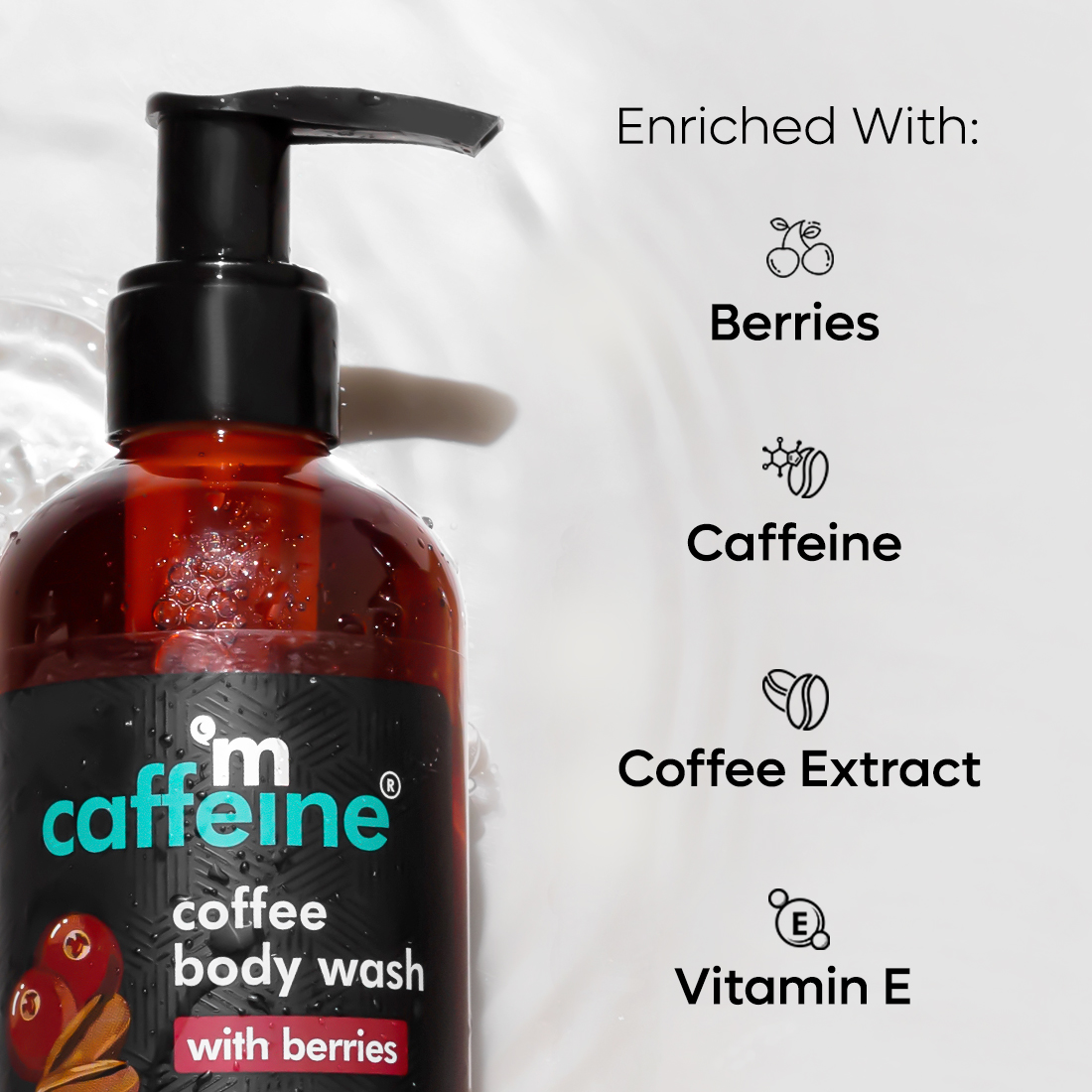 mCaffeine Coffee Body Wash with Berries 200 ml | Enriched With Coffee Extract, Caffeine, Vitamin E & Berries | De-Tans | Cleanses & Moisturises Skin | Gives Glowing Skin | Fruity Coffee Aroma | For All Skin Type, Pack of 1 mCaffeine Coffee Body Wash with Berries 200 ml | Enriched With Coffee Extract, Caffeine, Vitamin E & Berries | De-Tans | Cleanses & Moisturises Skin | Gives Glowing Skin | Fruity Coffee Aroma | For All Skin Type, Pack of 1