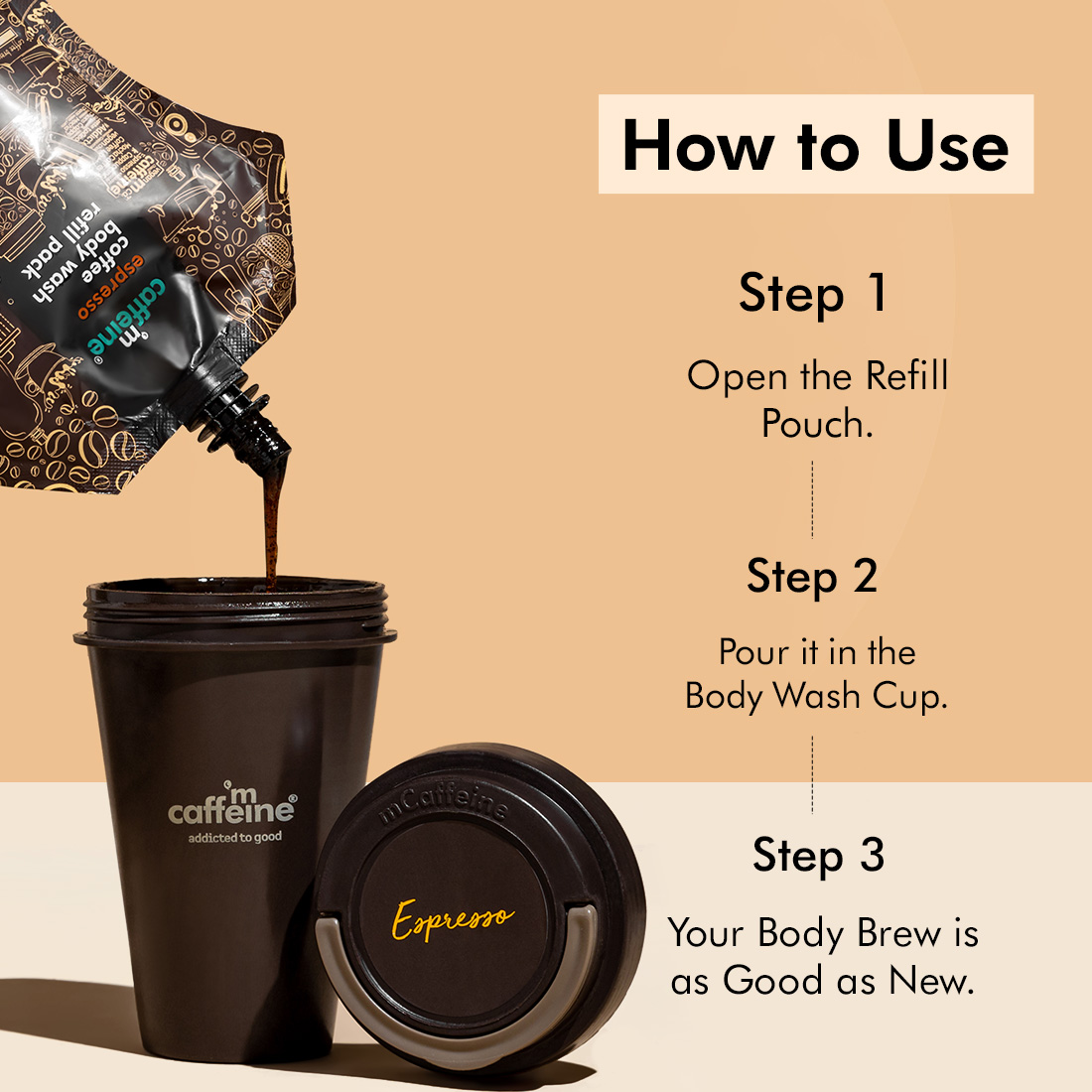 Mcaffeine Espresso Coffee Body Wash 300 ml Refill Pack | Coffee, Caffiene, Natural AHA | Exfoliates & Smoothens Skin | Even Out Skin Tone | For Men & Women | For All Skin Type, Pack of 1 Mcaffeine Espresso Coffee Body Wash 300 ml Refill Pack | Coffee, Caffiene, Natural AHA | Exfoliates & Smoothens Skin | Even Out Skin Tone | For Men & Women | For All Skin Type, Pack of 1