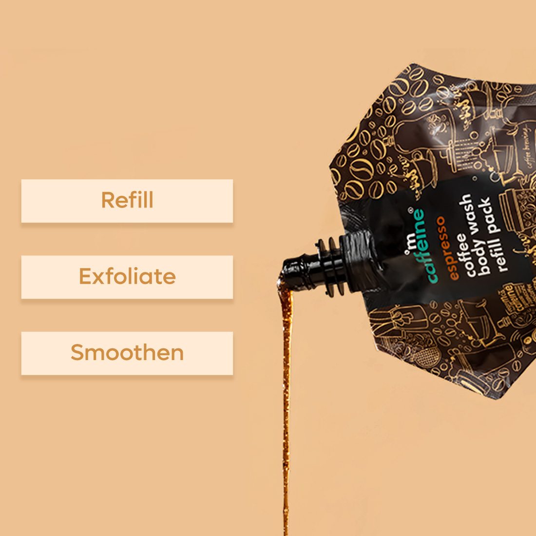 Mcaffeine Espresso Coffee Body Wash 300 ml Refill Pack | Coffee, Caffiene, Natural AHA | Exfoliates & Smoothens Skin | Even Out Skin Tone | For Men & Women | For All Skin Type, Pack of 1 Mcaffeine Espresso Coffee Body Wash 300 ml Refill Pack | Coffee, Caffiene, Natural AHA | Exfoliates & Smoothens Skin | Even Out Skin Tone | For Men & Women | For All Skin Type, Pack of 1