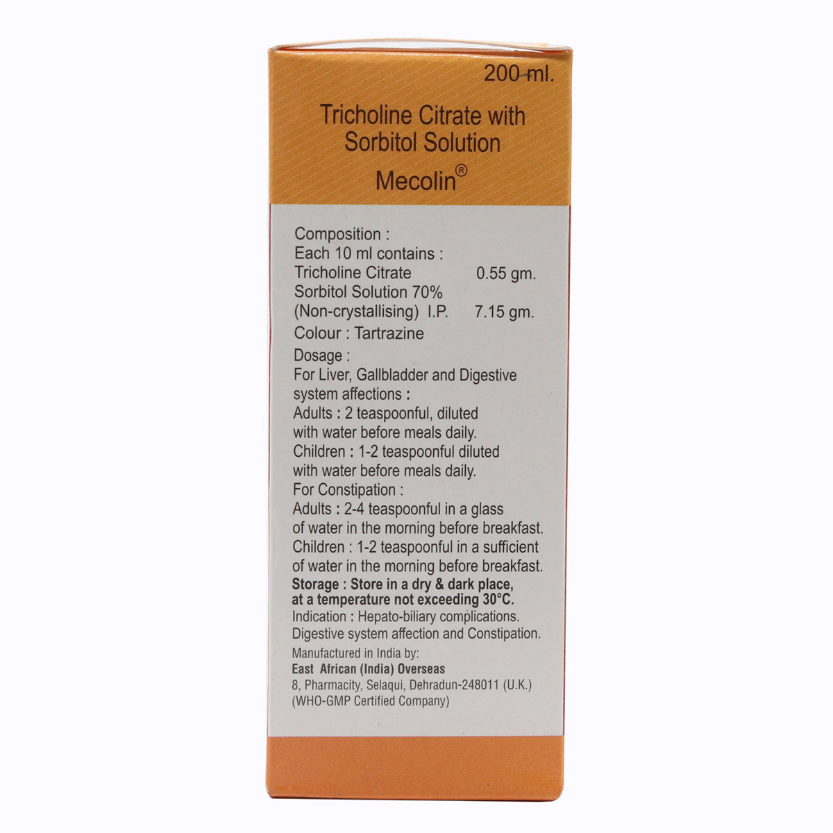 Mecolin Solution 200 ml, Pack of 1 Solution Mecolin Solution 200 ml, Pack of 1 Solution