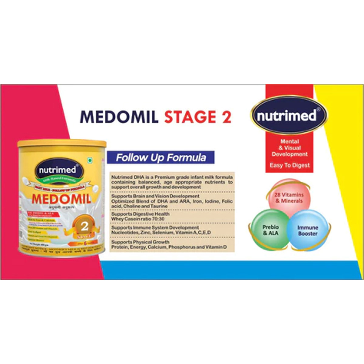 Medomil Infant Formula Stage 2, 400 gm Tin, Pack of 1 Medomil Infant Formula Stage 2, 400 gm Tin, Pack of 1