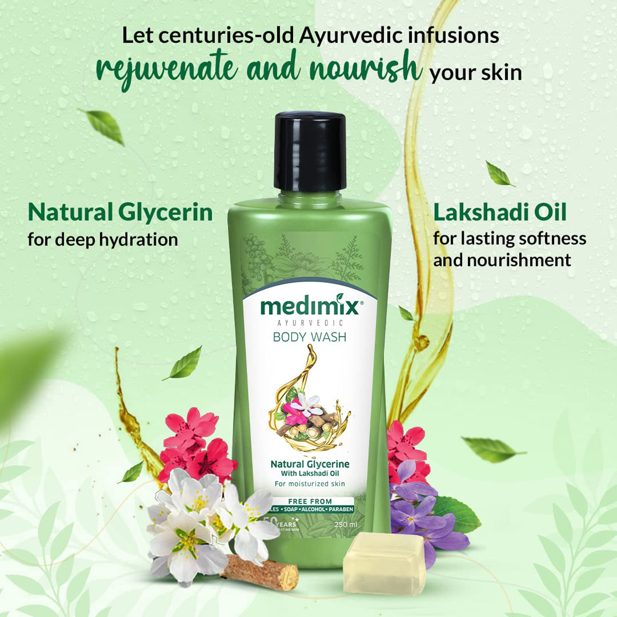 Medimix Natural Glycerine Body Wash 250 ml | With Lakshadi Oil | Deep Hydration | Long lasting Moisturisation | For Moisturised Skin, Pack of 1 Medimix Natural Glycerine Body Wash 250 ml | With Lakshadi Oil | Deep Hydration | Long lasting Moisturisation | For Moisturised Skin, Pack of 1