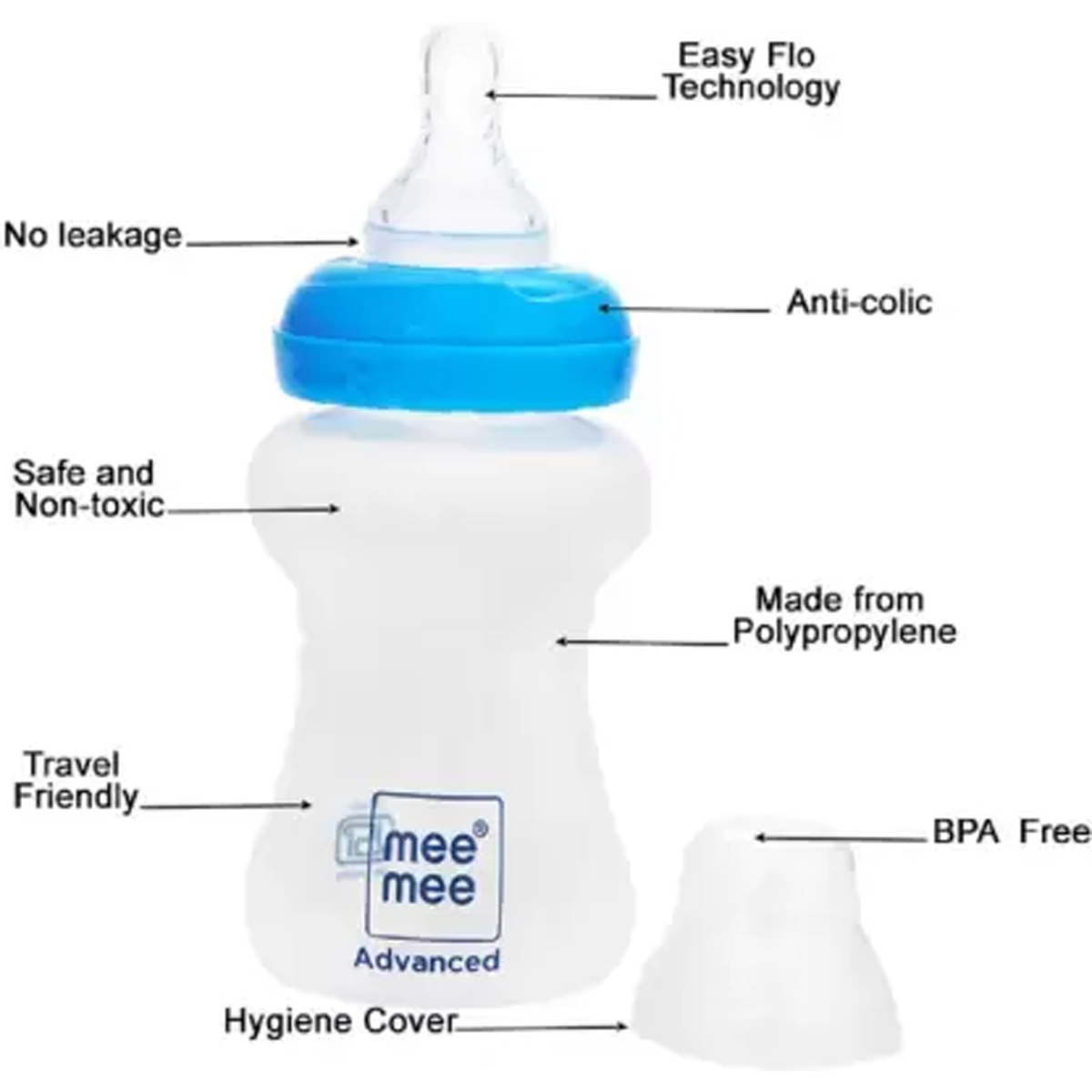 Mee Mee Milk-Safe Feeding Bottle with Anti-Colic Teat, 125 ml, Pack of 1 Mee Mee Milk-Safe Feeding Bottle with Anti-Colic Teat, 125 ml, Pack of 1