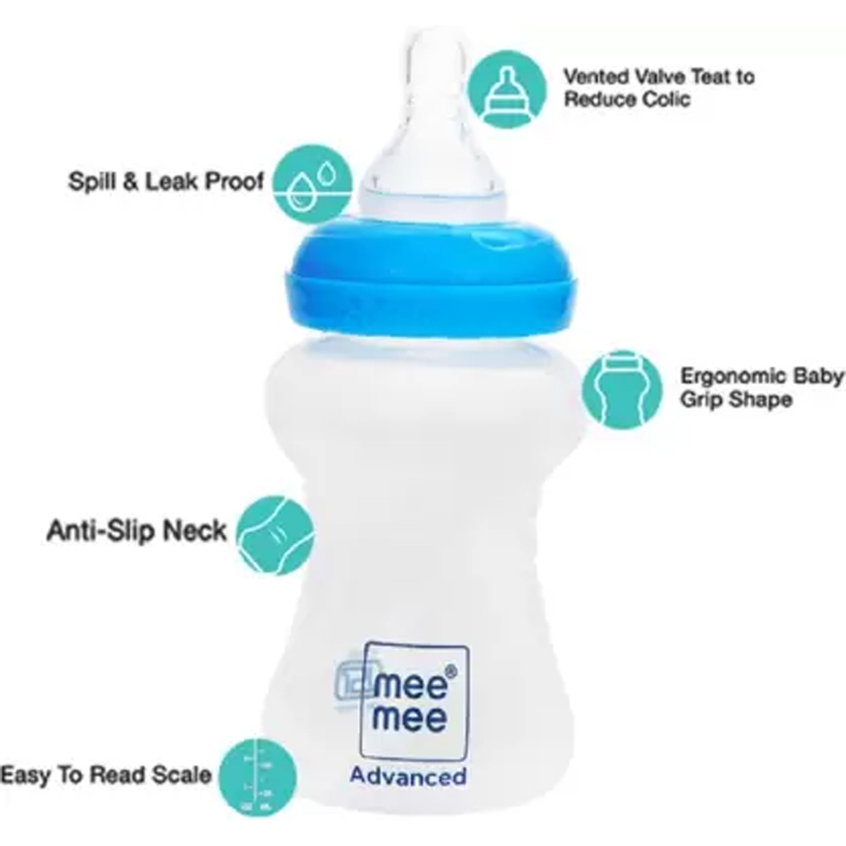 Mee Mee Milk-Safe Feeding Bottle with Anti-Colic Teat, 125 ml, Pack of 1 Mee Mee Milk-Safe Feeding Bottle with Anti-Colic Teat, 125 ml, Pack of 1