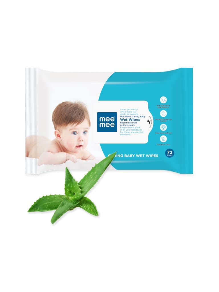 Mee Mee Caring Baby Wet Wipes With Aloe Vera Extract, 72 Count, Pack of 1 Mee Mee Caring Baby Wet Wipes With Aloe Vera Extract, 72 Count, Pack of 1