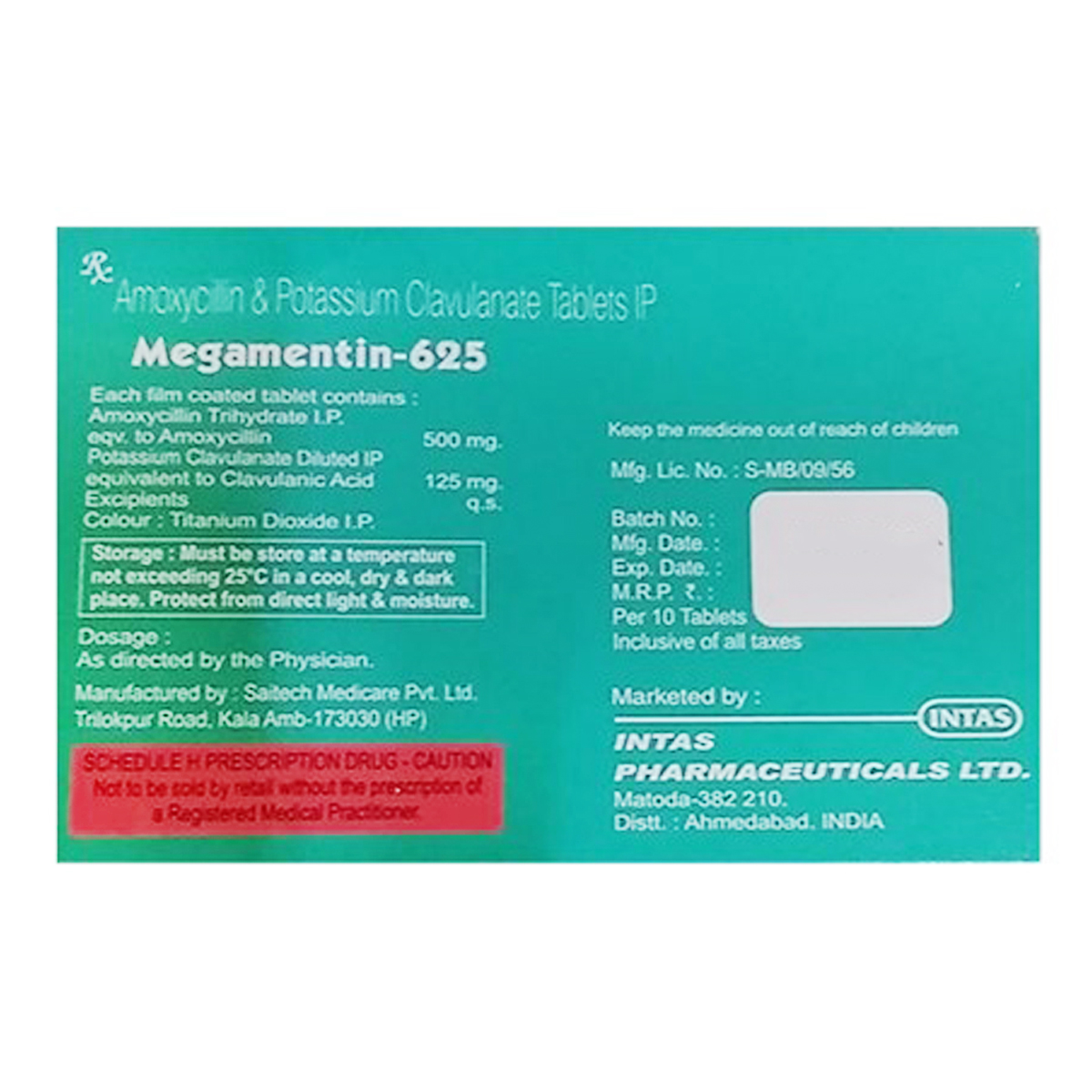 Megamentin-625 Tablet 10's, Pack of 10 TabletS Megamentin-625 Tablet 10's, Pack of 10 TabletS