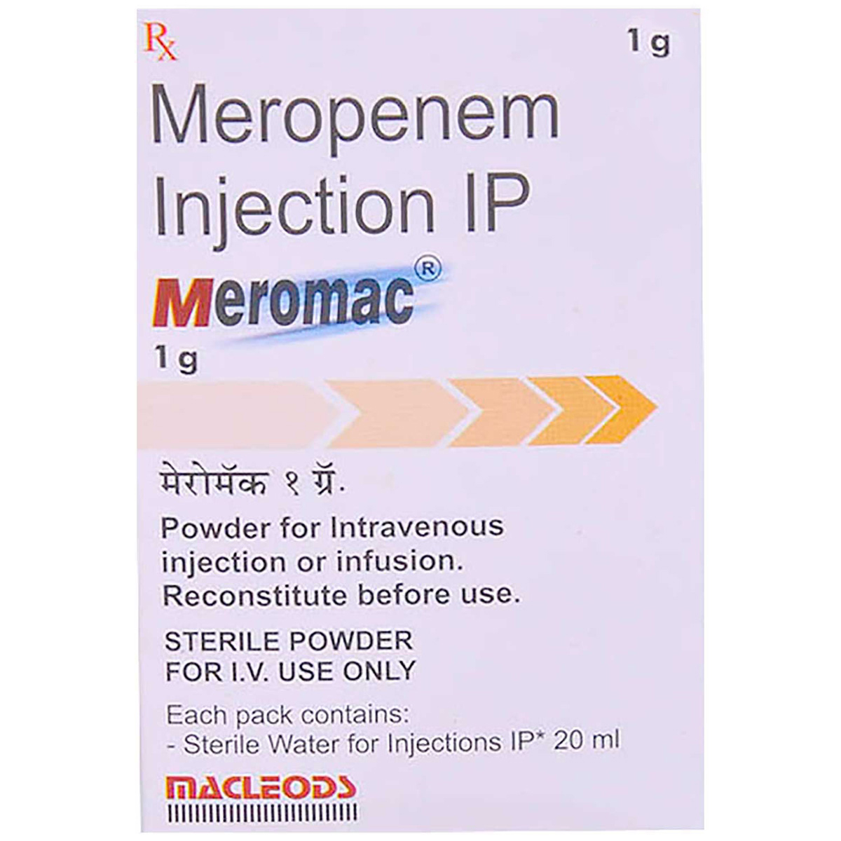 Meromac 1gm Injection 1's, Pack of 1 INJECTION Meromac 1gm Injection 1's, Pack of 1 INJECTION