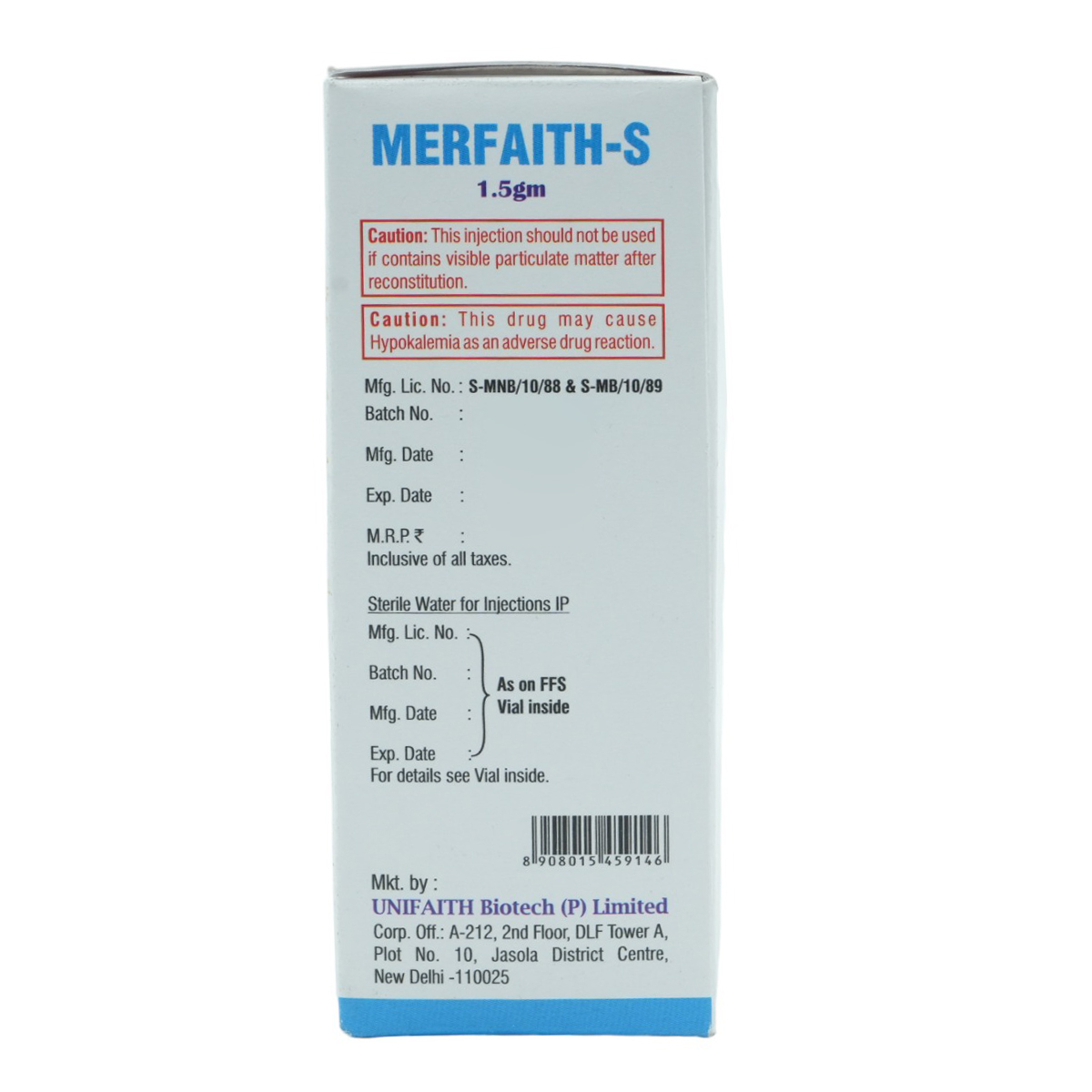 Merfaith-S 1.5 gm Injection 1's, Pack of 1 INJECTION Merfaith-S 1.5 gm Injection 1's, Pack of 1 INJECTION