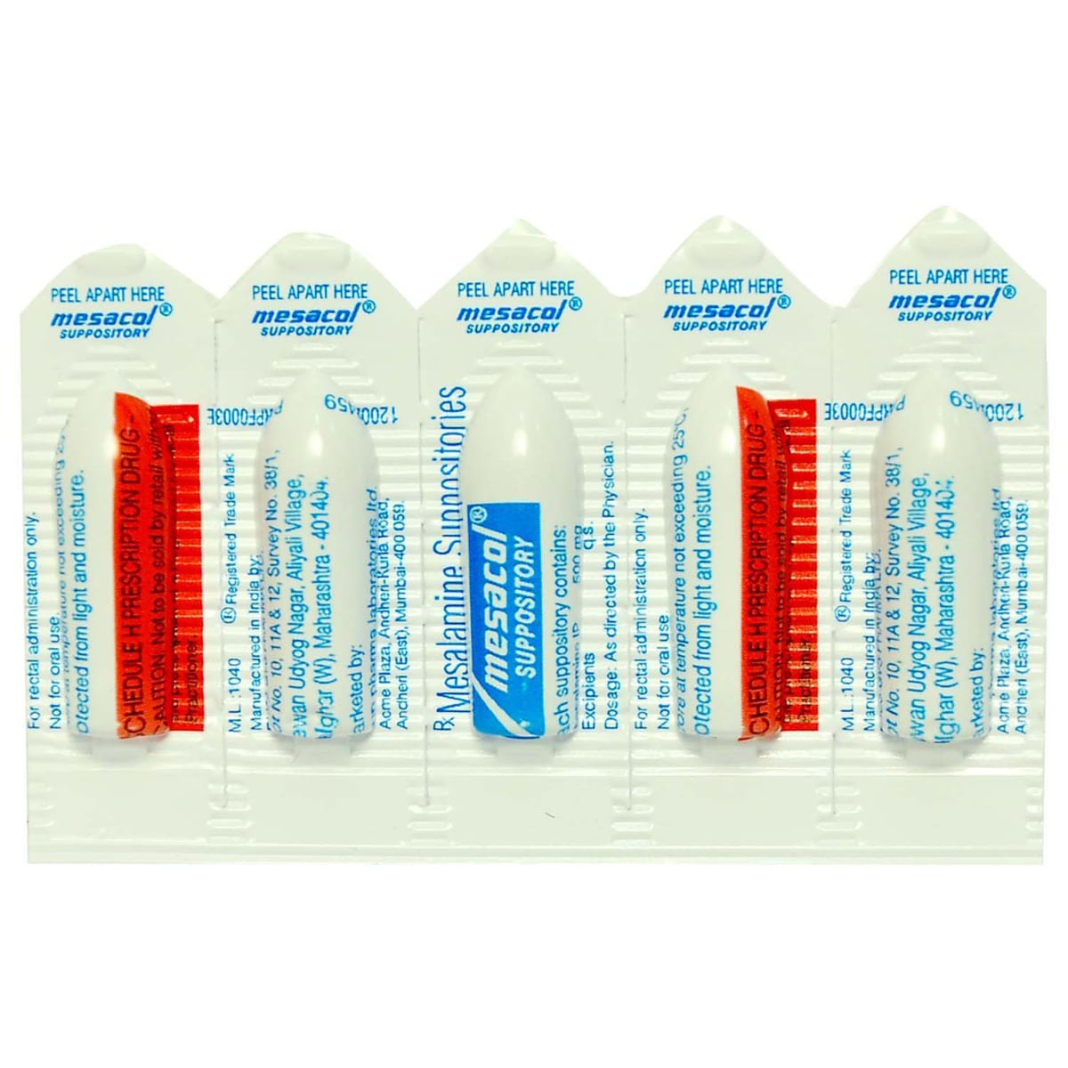 Mesacol Suppository 5's, Pack of 5 SUPPOSITORYS Mesacol Suppository 5's, Pack of 5 SUPPOSITORYS