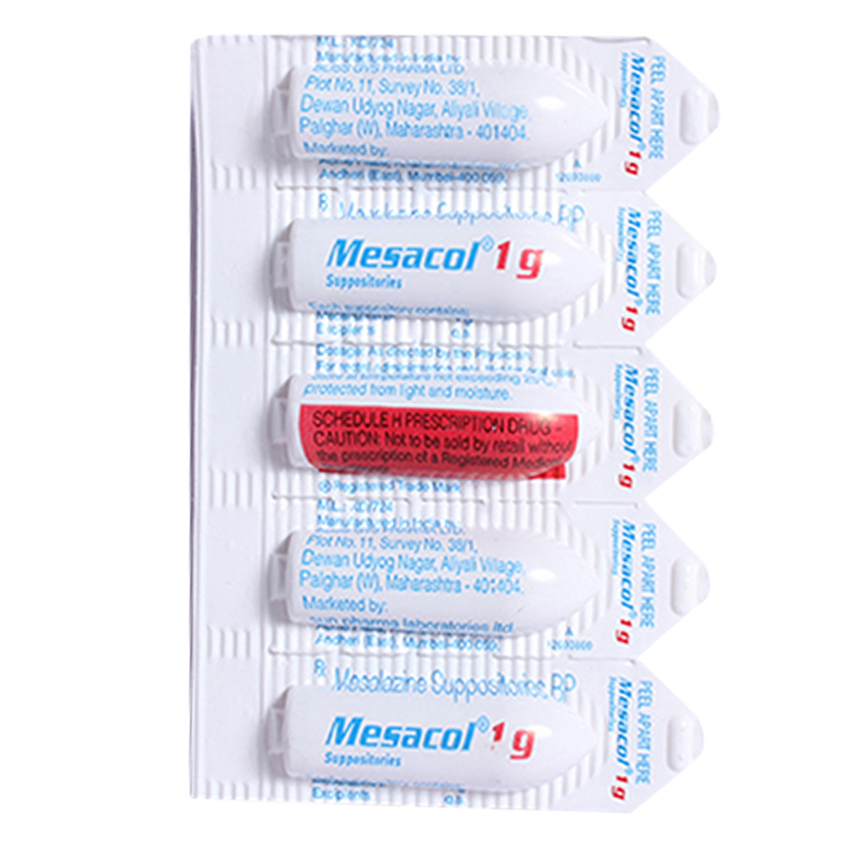 Mesacol 1 gm Suppositories 5's, Pack of 5 SuppositoriesS Mesacol 1 gm Suppositories 5's, Pack of 5 SuppositoriesS