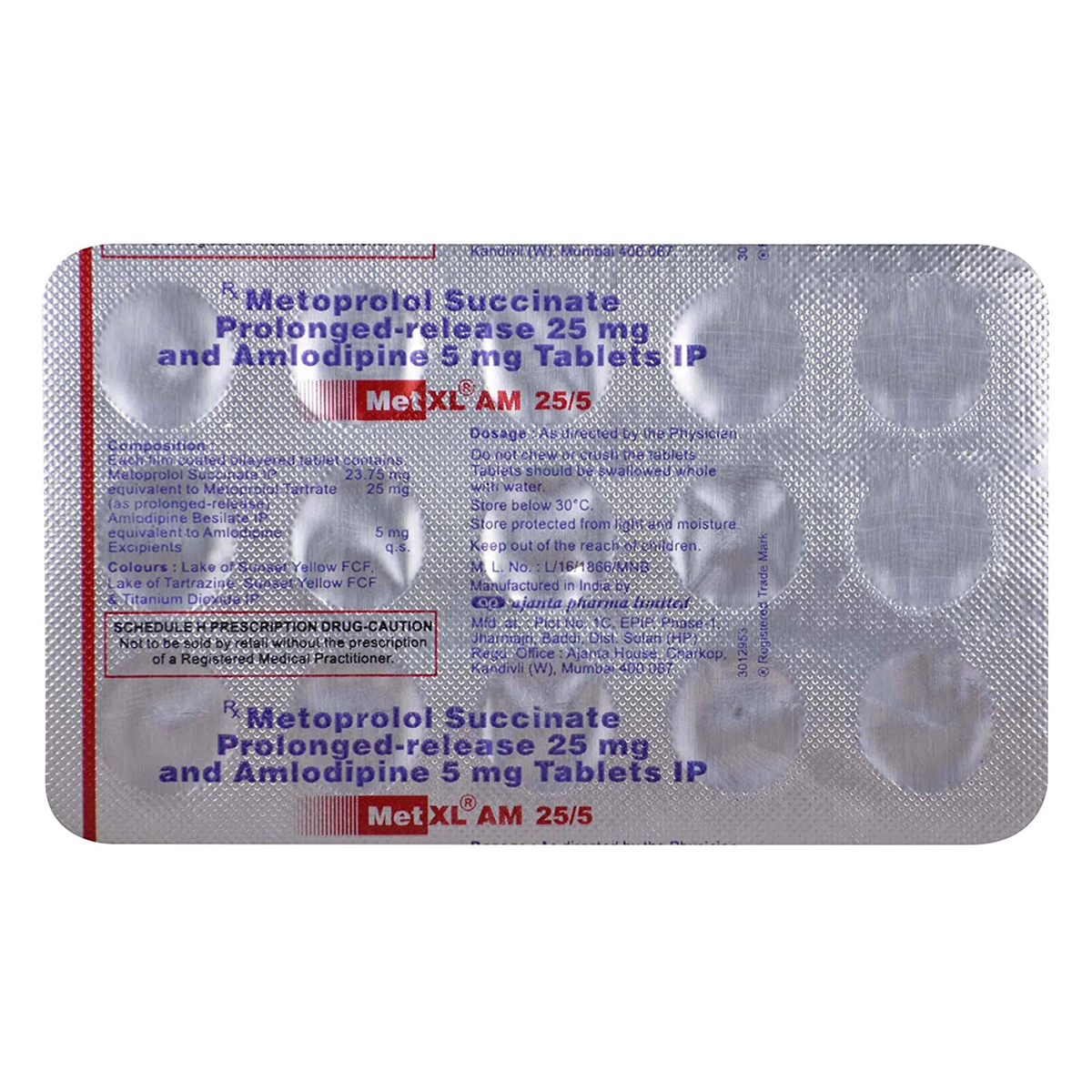 Met XL AM 25/5 Tablet 15's, Pack of 15 TabletS Met XL AM 25/5 Tablet 15's, Pack of 15 TabletS