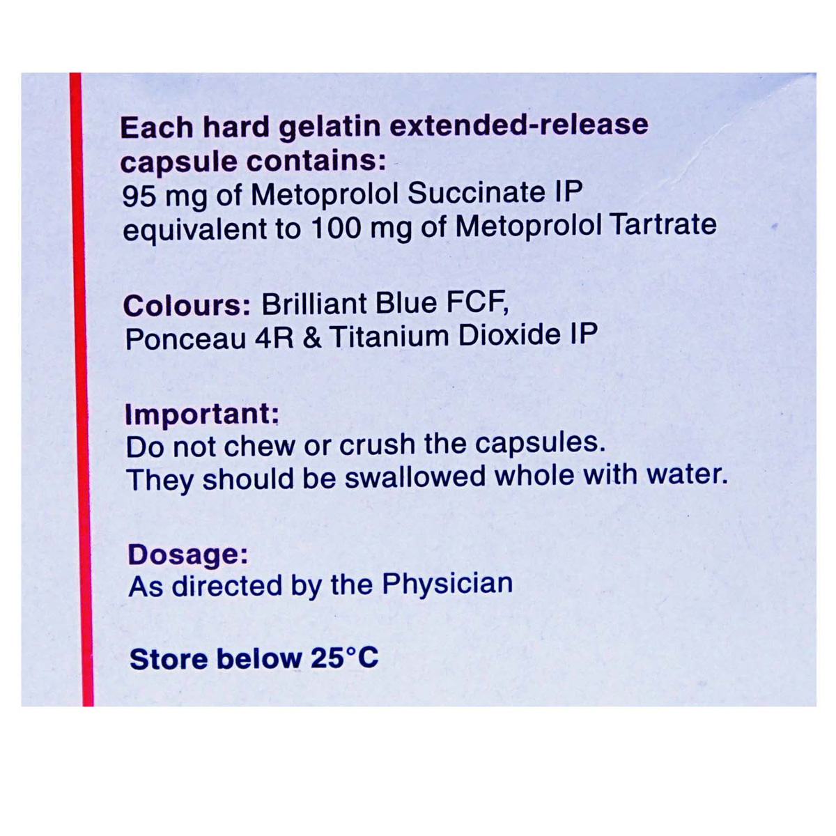 Metolar-XR 100 Capsule 10's, Pack of 10 CAPSULES Metolar-XR 100 Capsule 10's, Pack of 10 CAPSULES