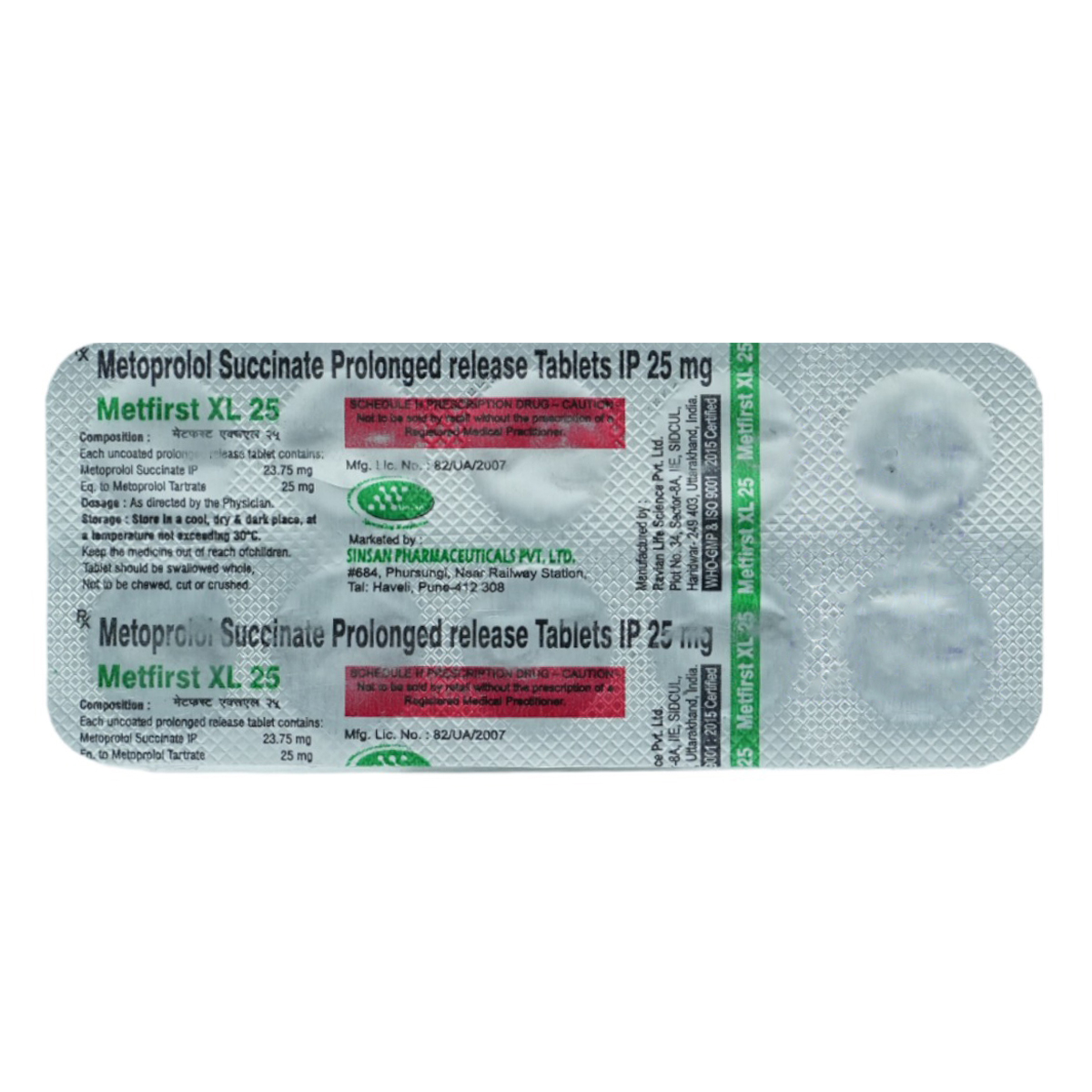 METFIRST XL 25MG TABLET, Pack of 10 TABLETS METFIRST XL 25MG TABLET, Pack of 10 TABLETS
