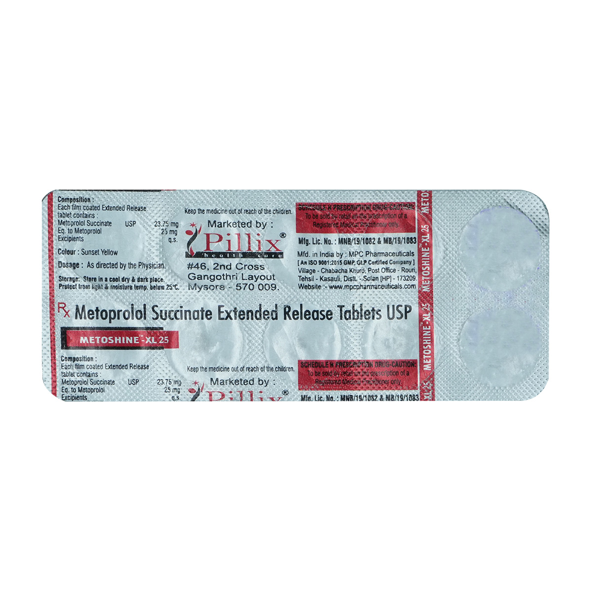 Metoshine Xl 25mg Tablet 10's, Pack of 10 TabletS Metoshine Xl 25mg Tablet 10's, Pack of 10 TabletS