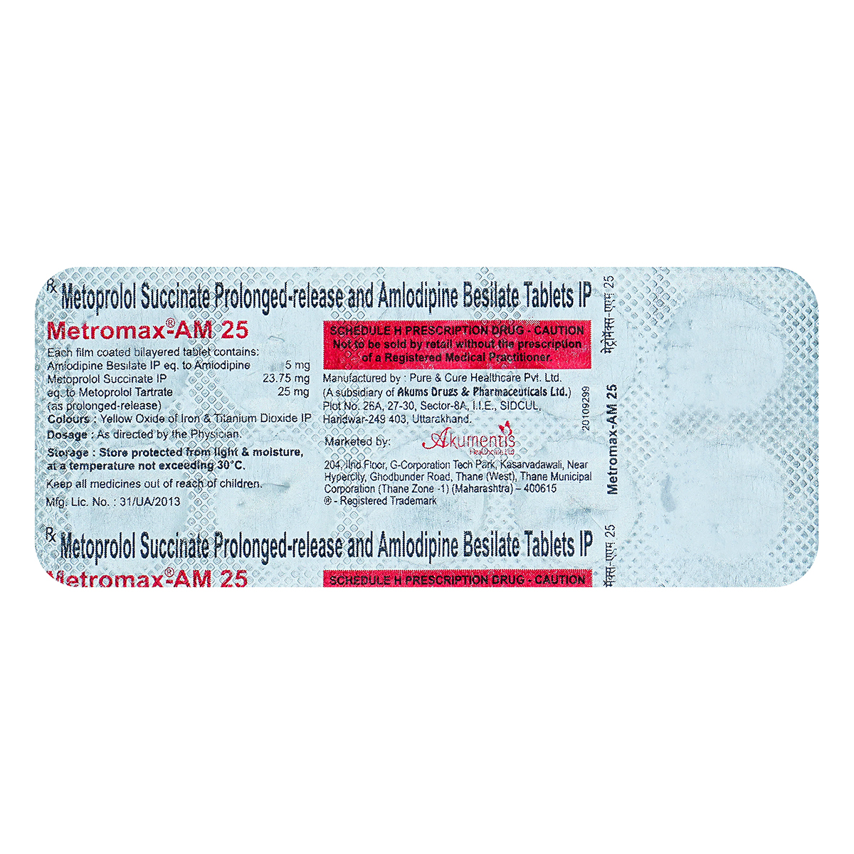 Metromax-AM 25 mg Tablet 10's, Pack of 10 TabletS Metromax-AM 25 mg Tablet 10's, Pack of 10 TabletS