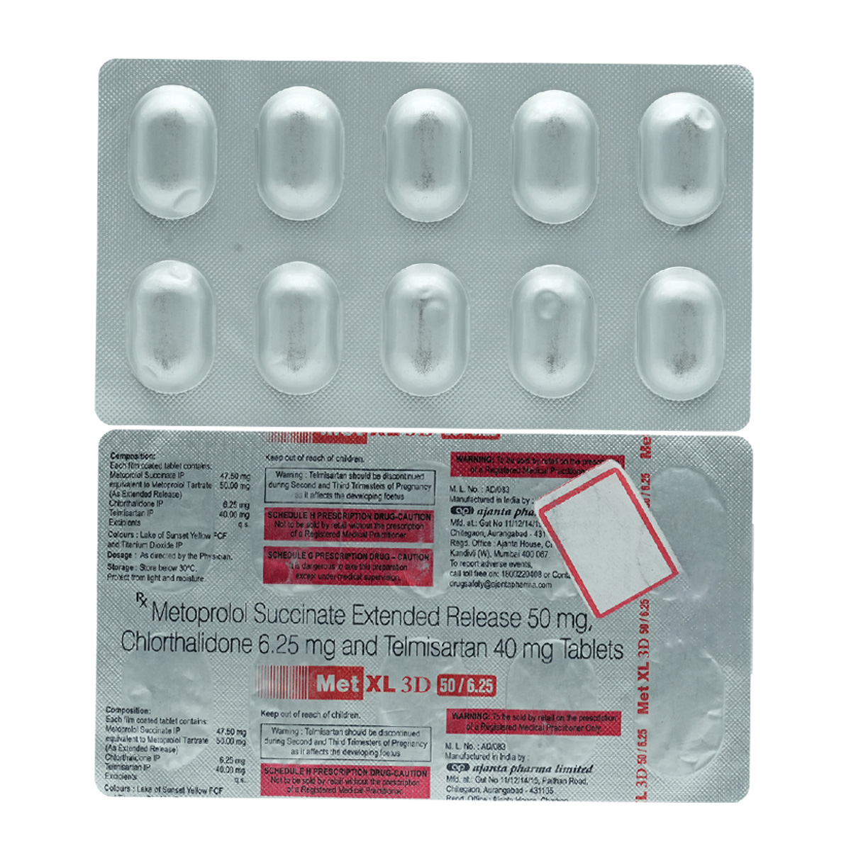 Met XL 3D 50/6.25 Tablet 10's, Pack of 10 TABLETS Met XL 3D 50/6.25 Tablet 10's, Pack of 10 TABLETS