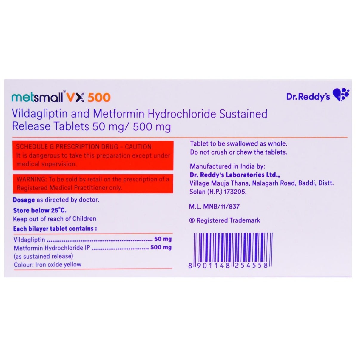 Metsmall VX 500 Tablet 10's, Pack of 10 TABLETS Metsmall VX 500 Tablet 10's, Pack of 10 TABLETS