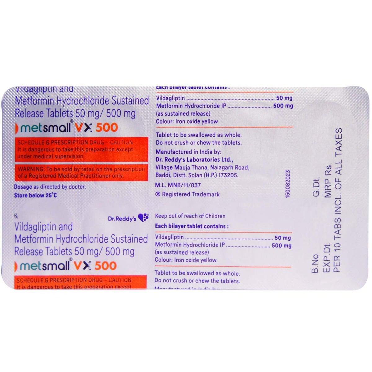 Metsmall VX 500 Tablet 10's, Pack of 10 TABLETS Metsmall VX 500 Tablet 10's, Pack of 10 TABLETS