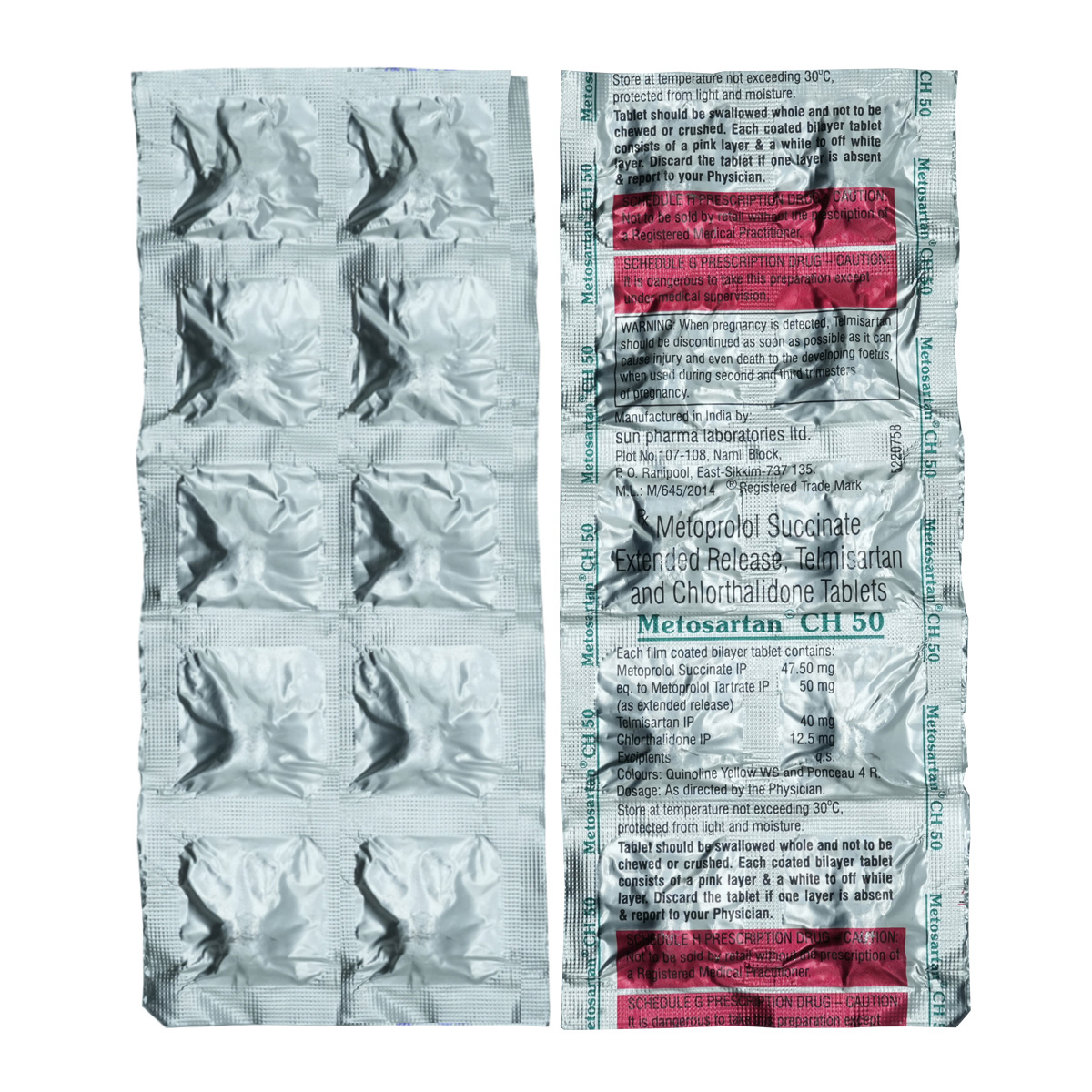 Metosartan CH 50 Tablet 10's, Pack of 10 TABLETS Metosartan CH 50 Tablet 10's, Pack of 10 TABLETS