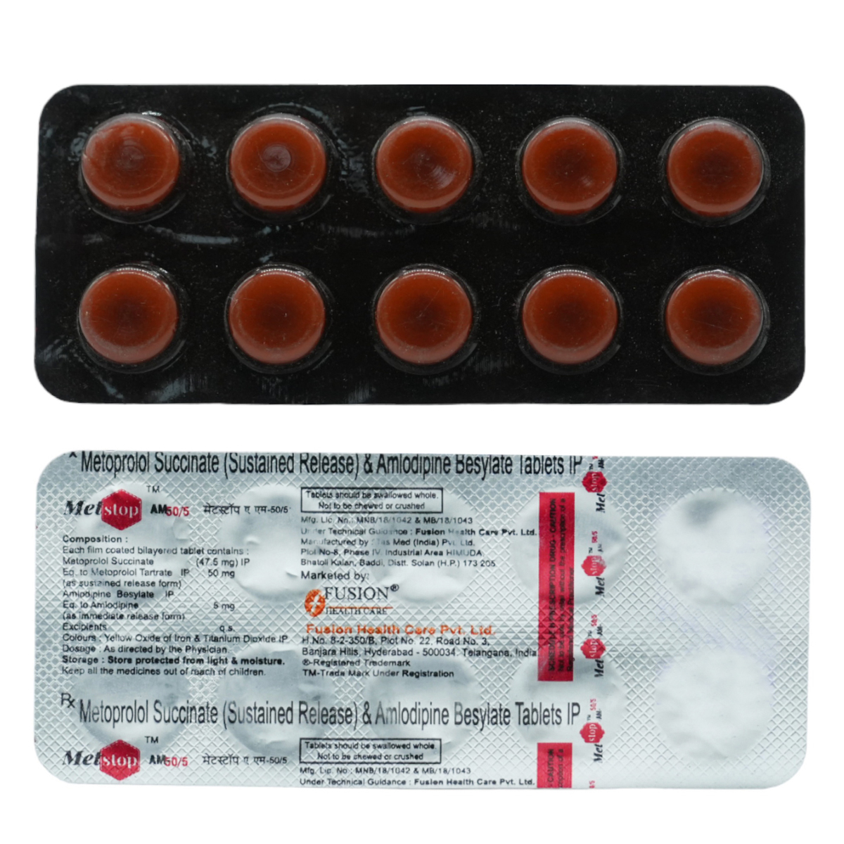 Metstop AM-50/5 Tablet 10's, Pack of 10 TabletS Metstop AM-50/5 Tablet 10's, Pack of 10 TabletS